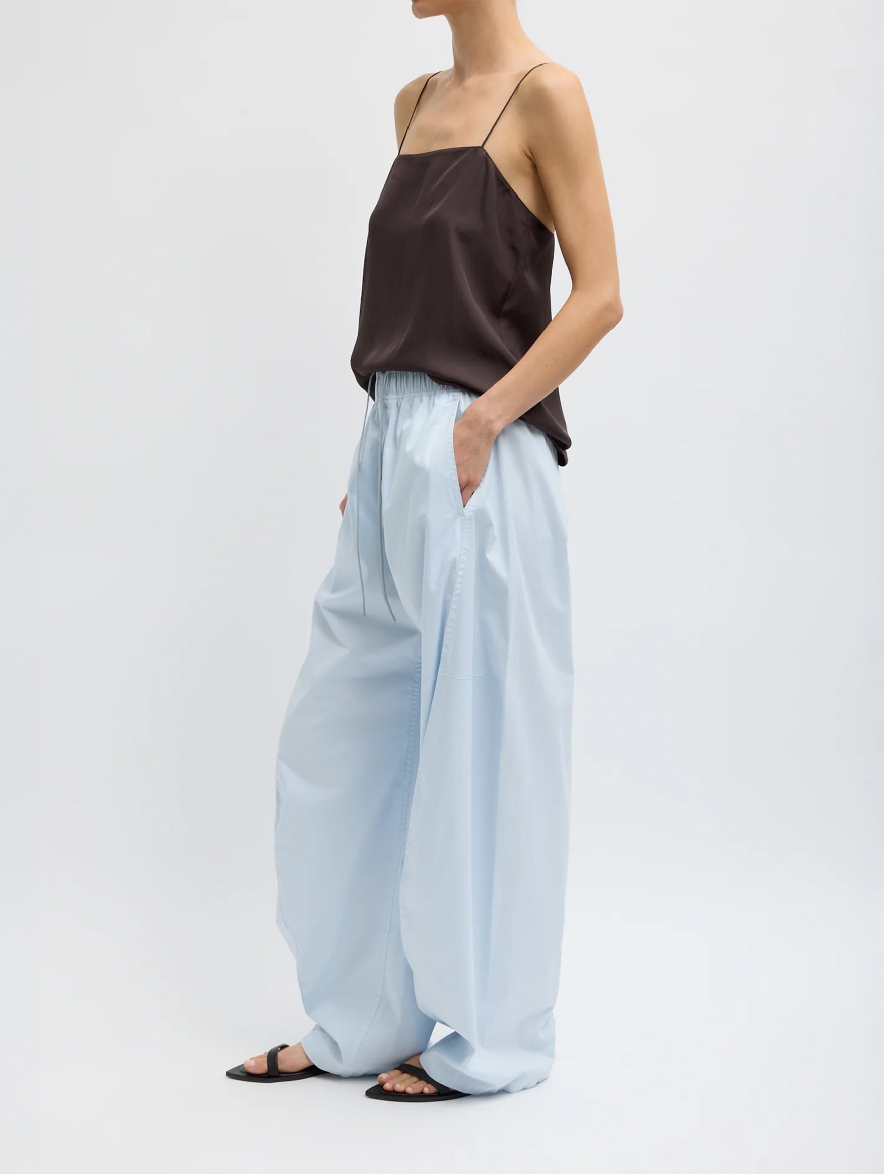 Garment Dyed Silky Cotton Winslow Pull On Pant in Pale Blue (Short)