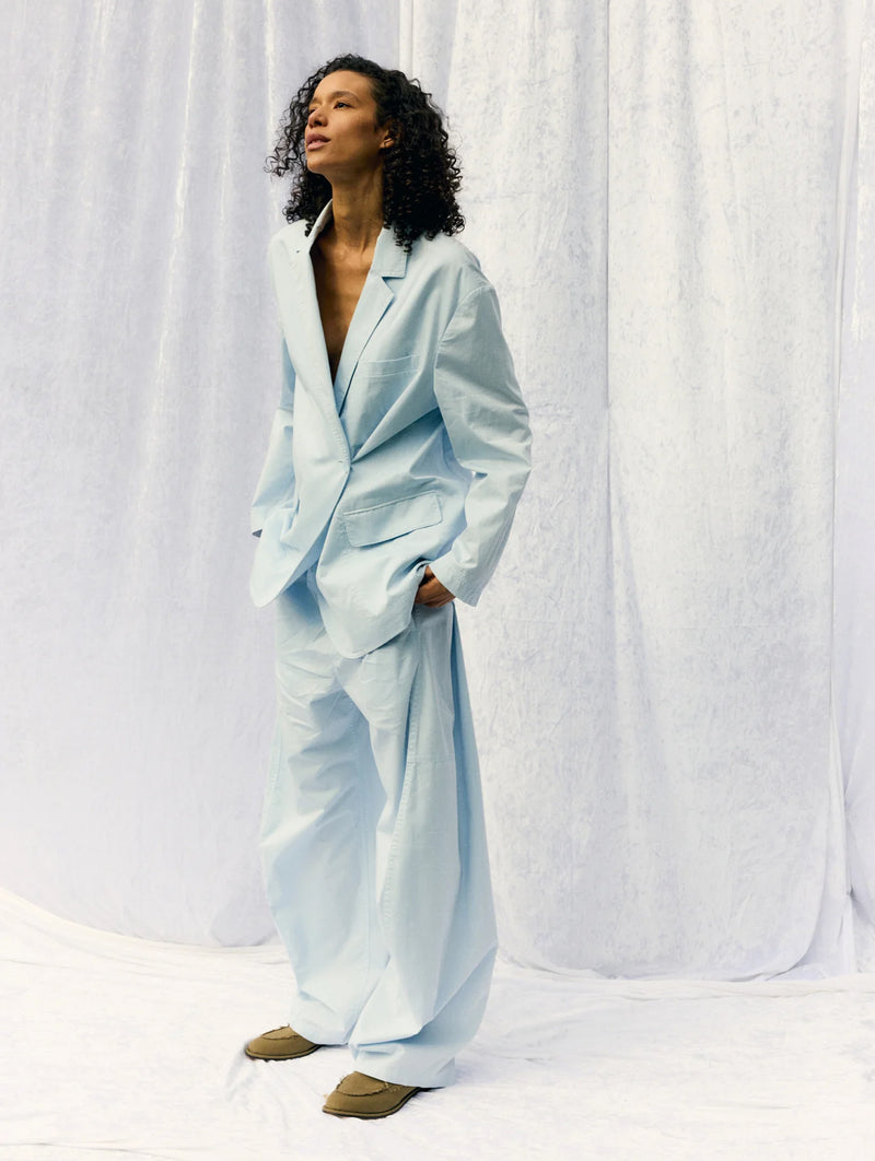 Garment Dyed Silky Cotton Winslow Pull On Pant in Pale Blue (Regular)