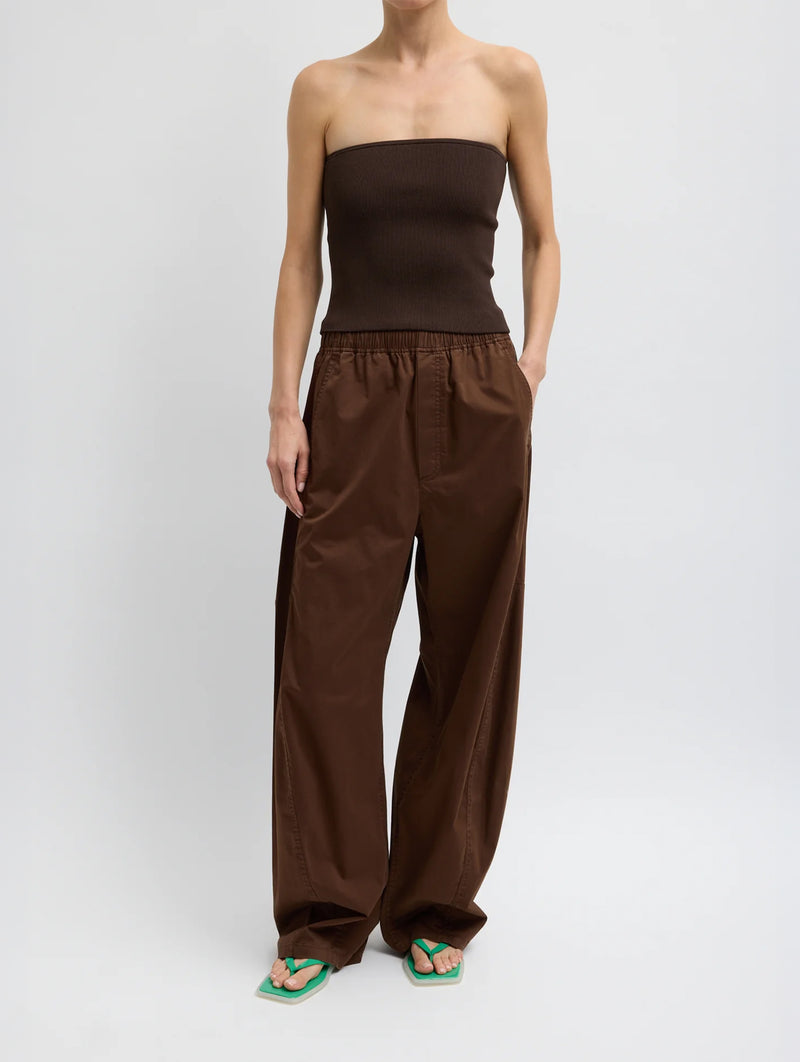 Garment Dyed Silky Cotton Winslow Pull On Pant in Brown (Short)