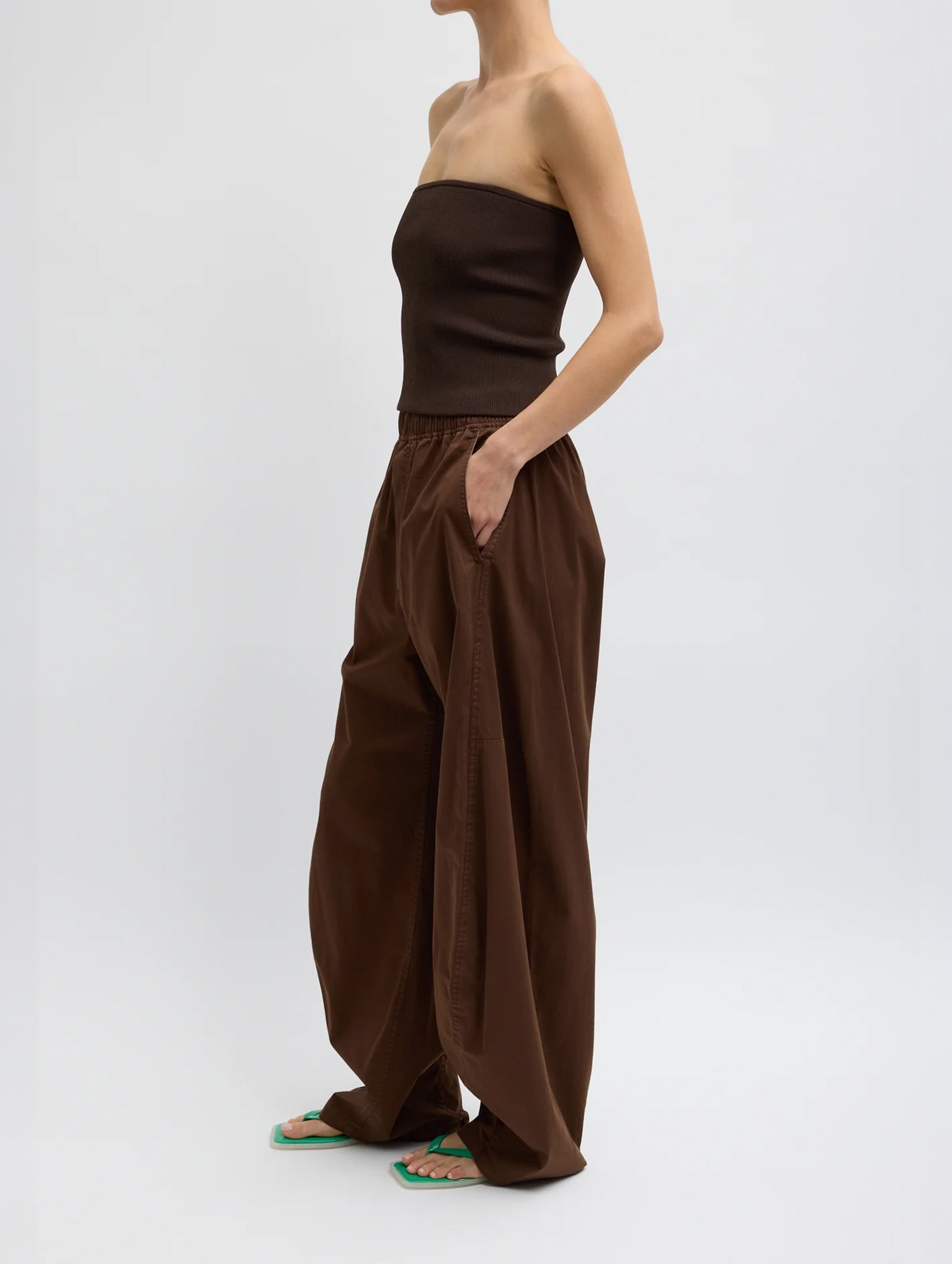 Garment Dyed Silky Cotton Winslow Pull On Pant in Brown (Regular)