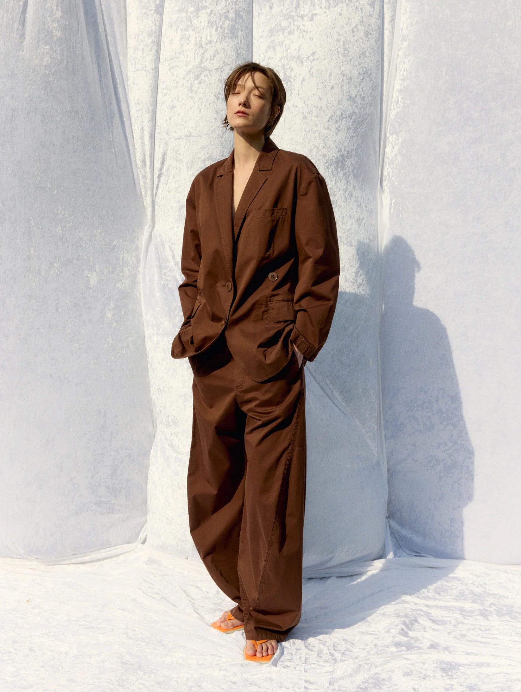 Garment Dyed Silky Cotton Winslow Pull On Pant in Brown (Short)