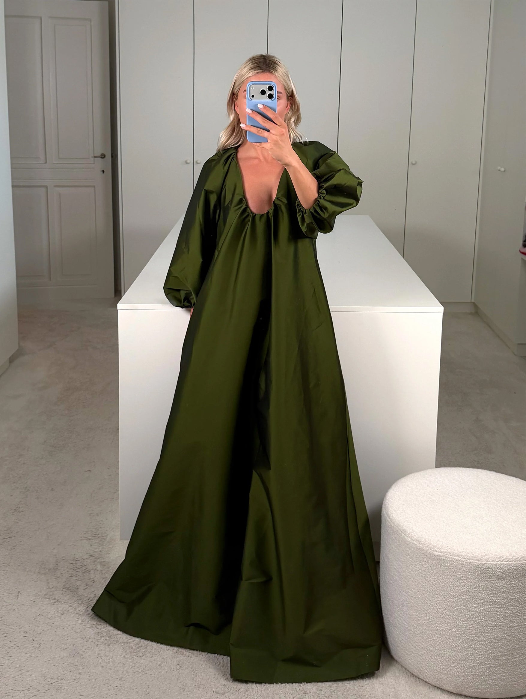 George Dress in Dark Lime