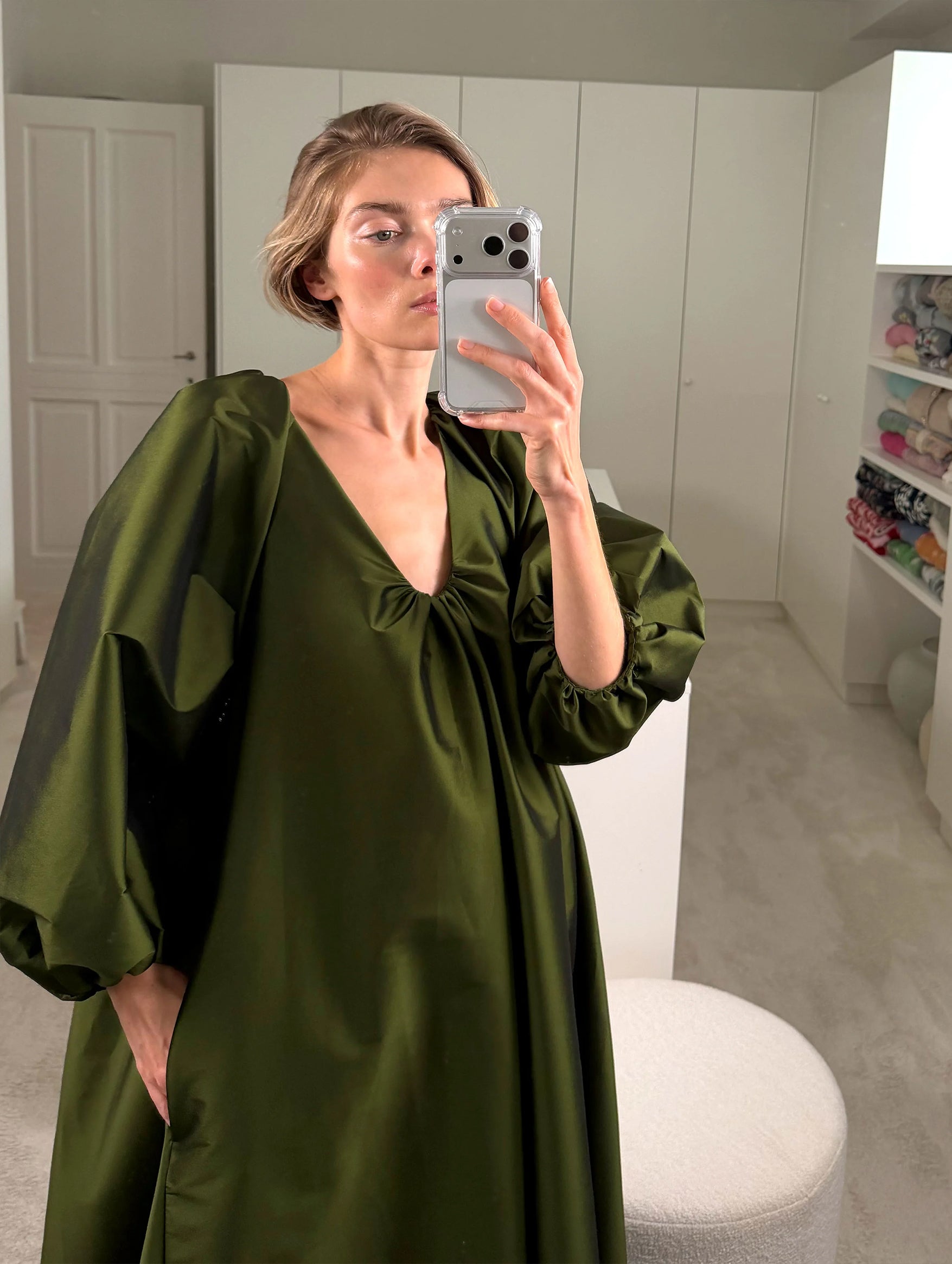 George Dress in Dark Lime