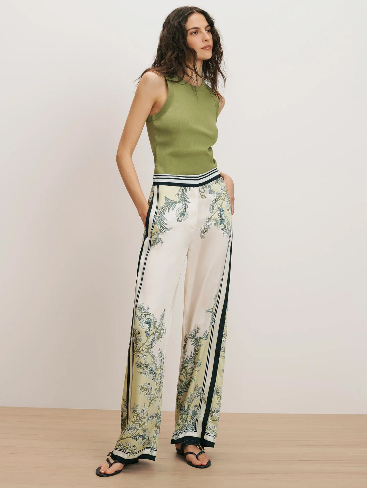Grigore Wide-Leg Pant in Light Pistachio Multi
