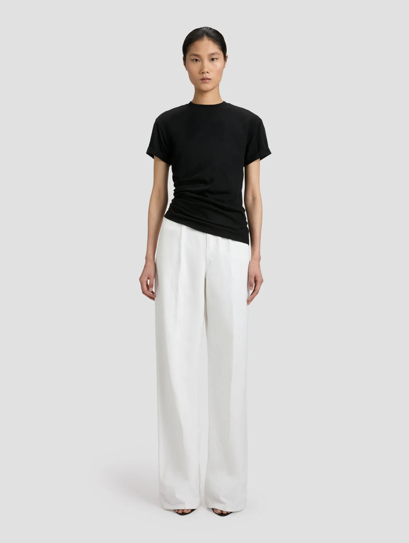 Gathered Detail T-Shirt in Black