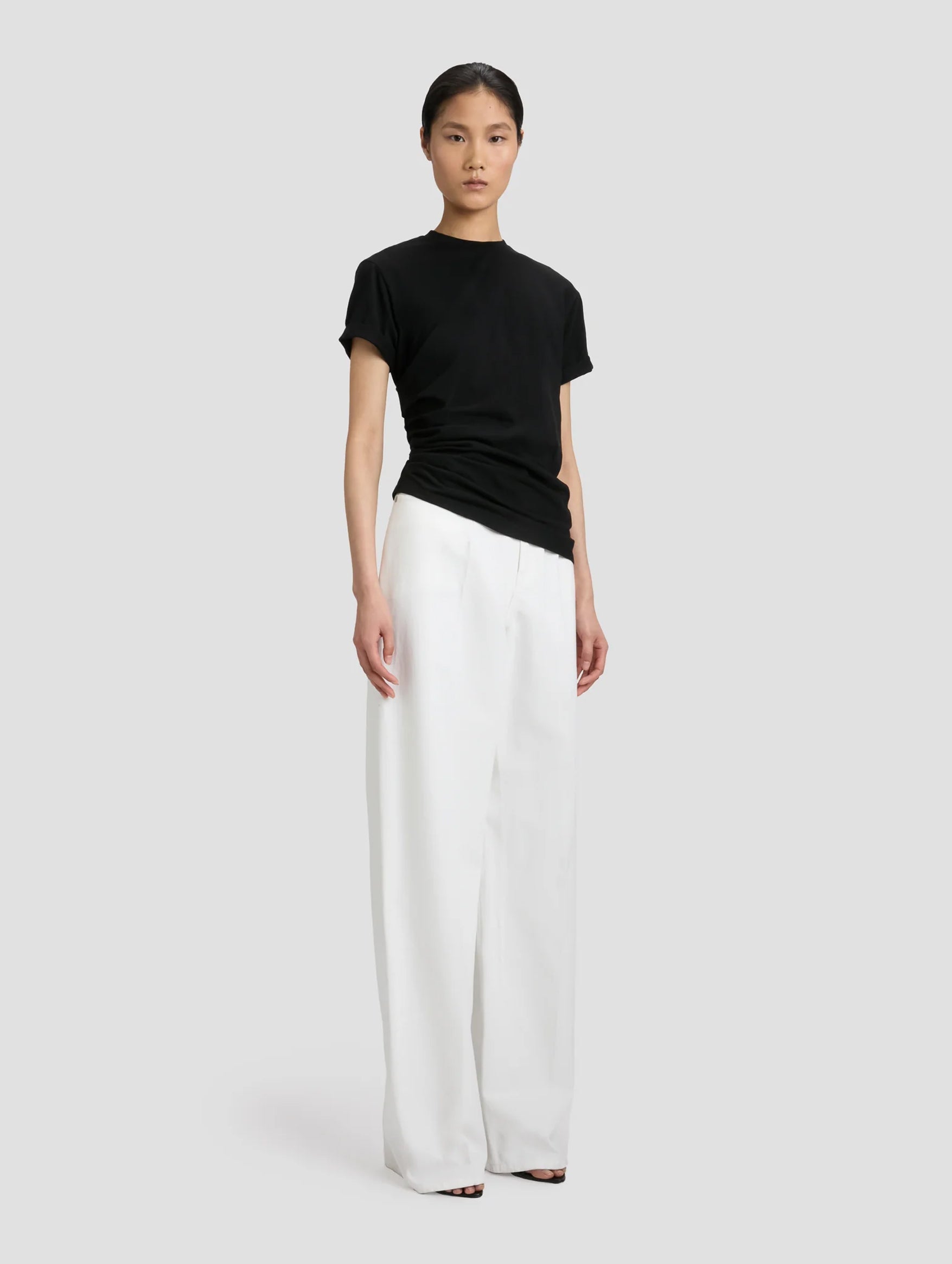 Gathered Detail T-Shirt in Black