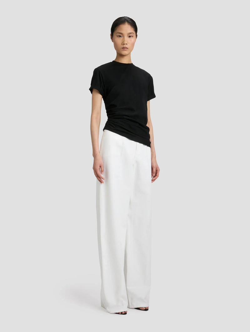 Gathered Detail T-Shirt in Black