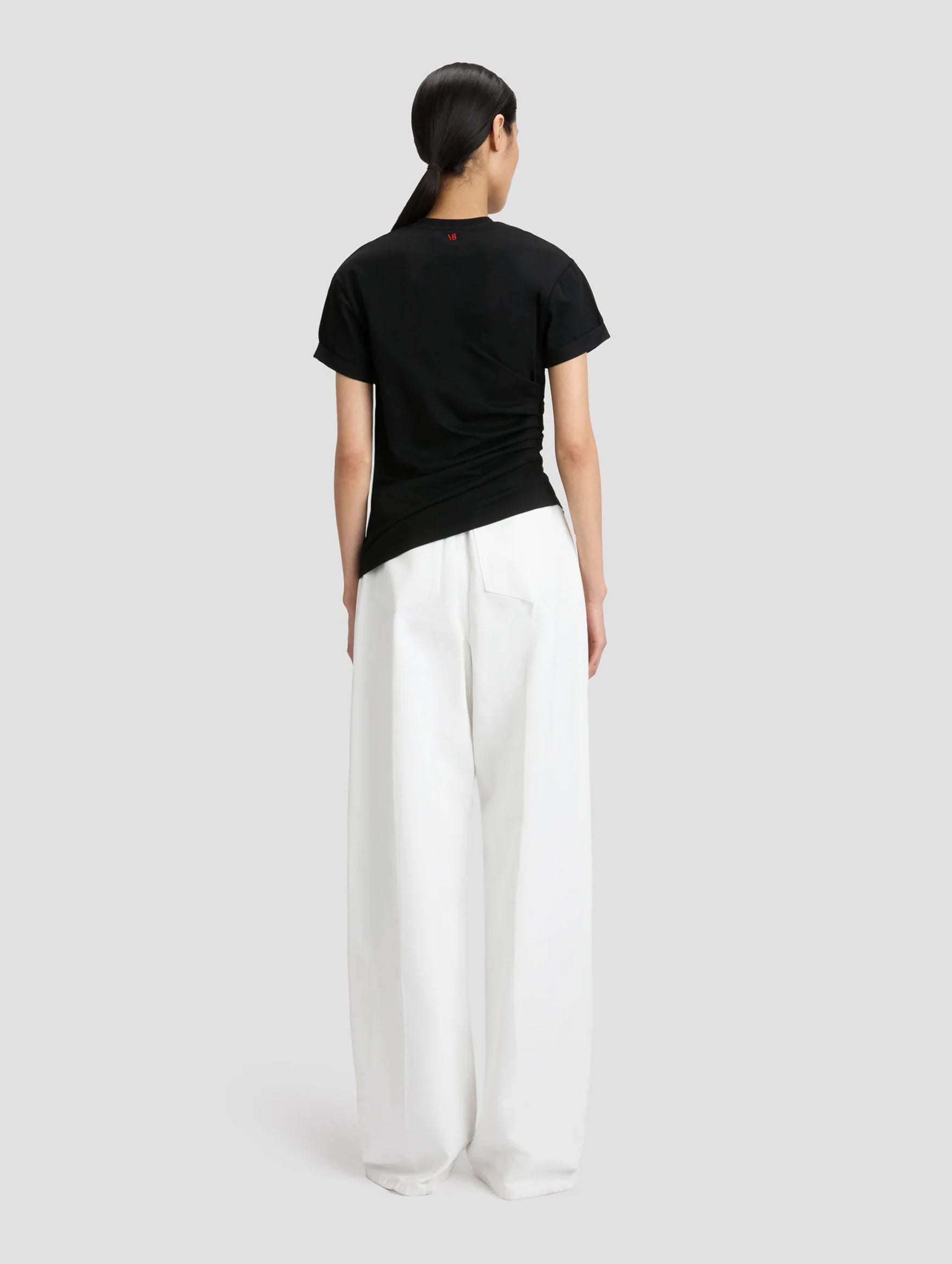 Gathered Detail T-Shirt in Black
