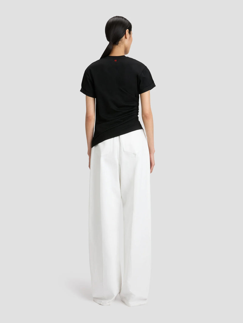 Gathered Detail T-Shirt in Black