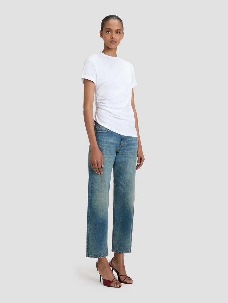 Gathered Detail T-Shirt in White