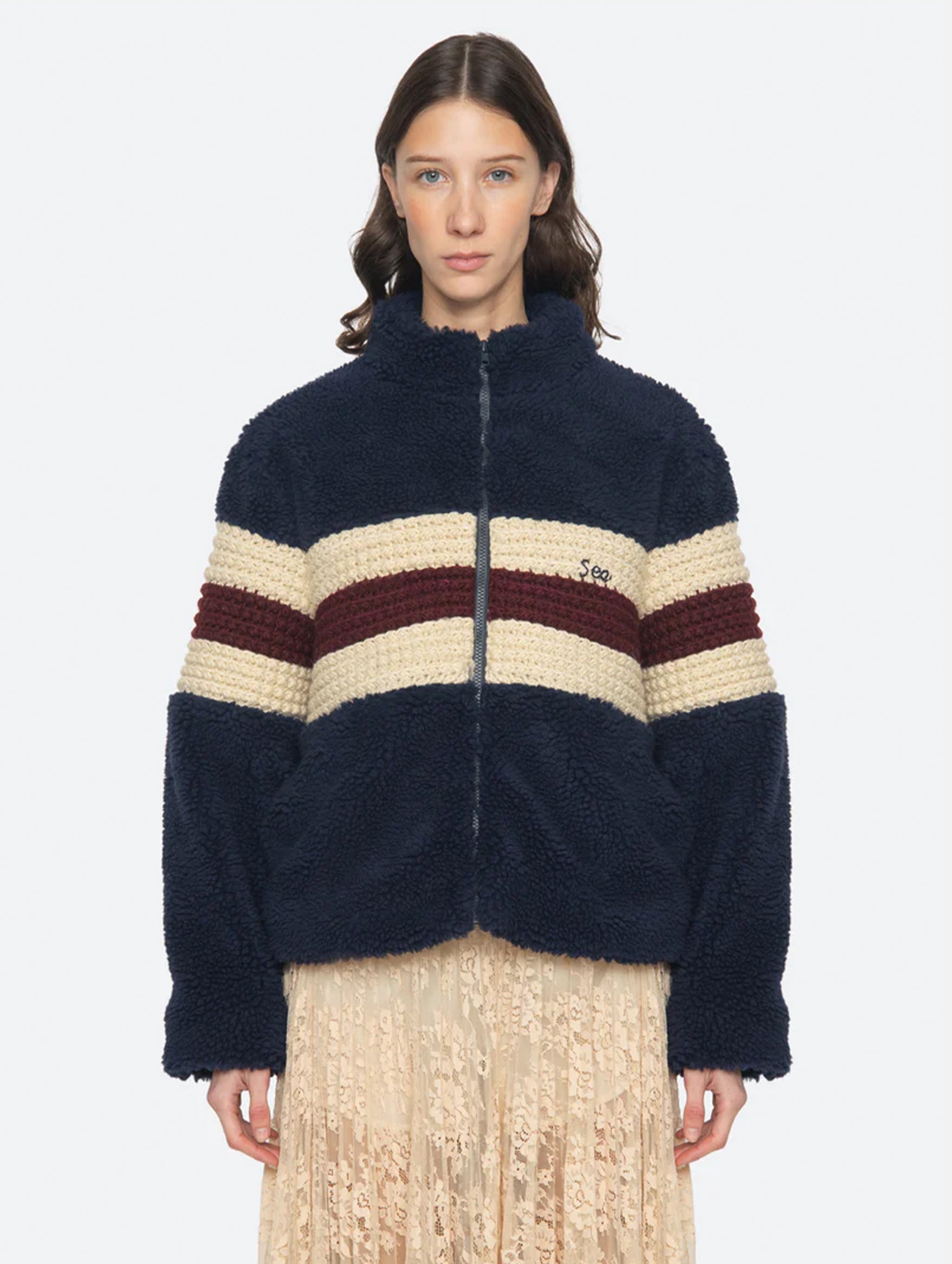 Georgie Fleece Jacket in Navy