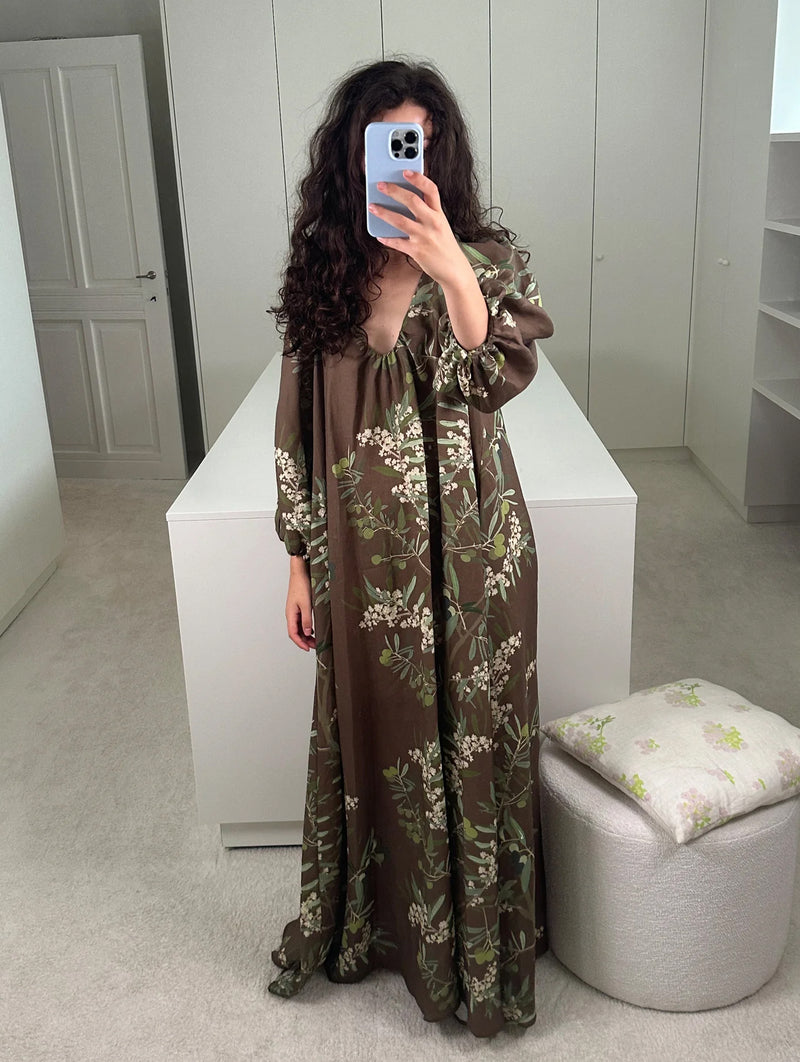 Georgio Dress in Olive Tree/Chocolate