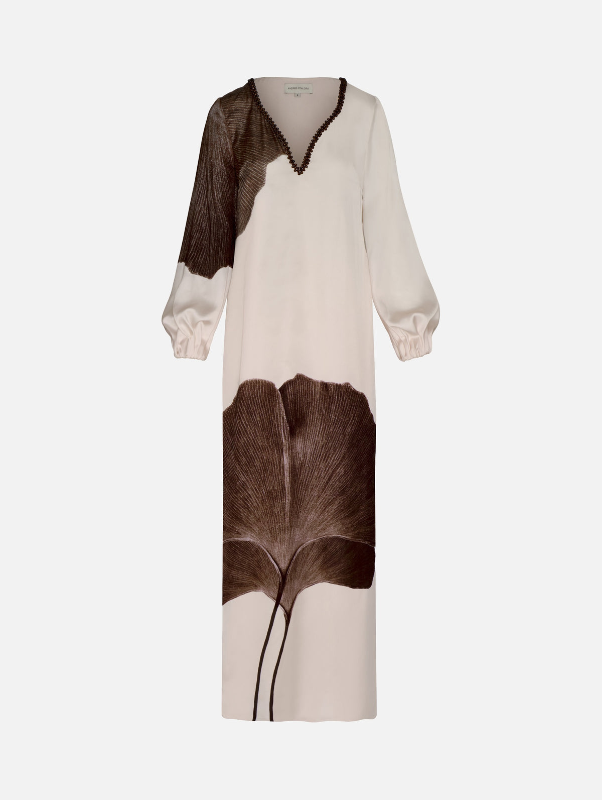 Gingko Embellished Tunic Maxi Dress in Sepia