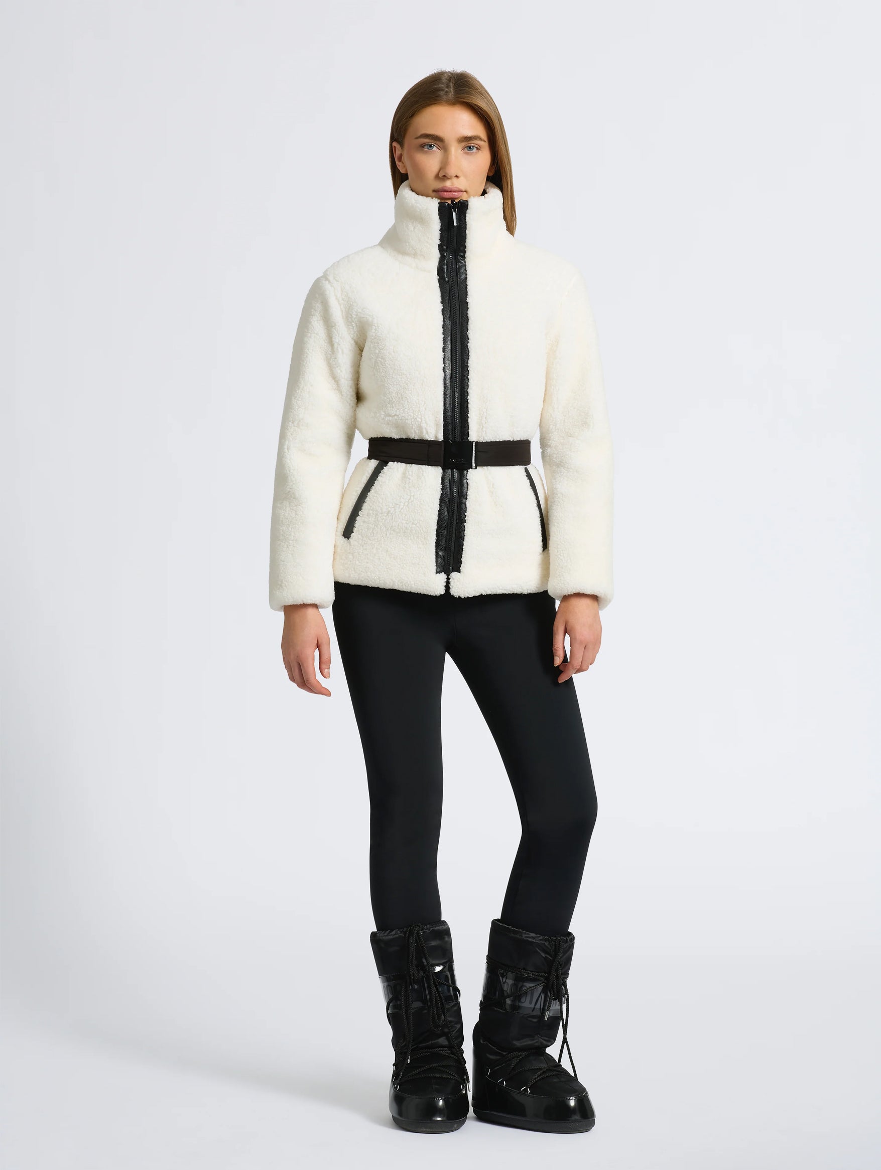 Giselle Reversible Shearling Jacket in Cream and Black