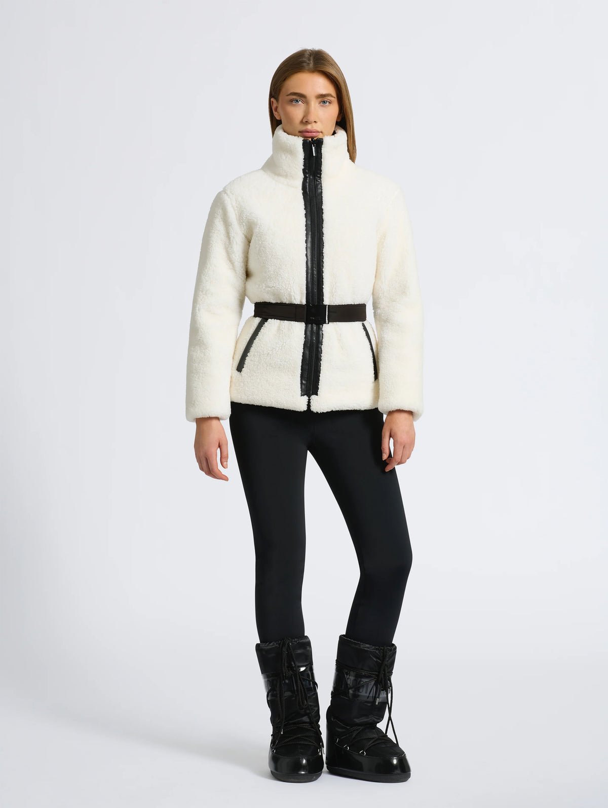 Giselle Reversible Shearling Jacket in Cream and Black