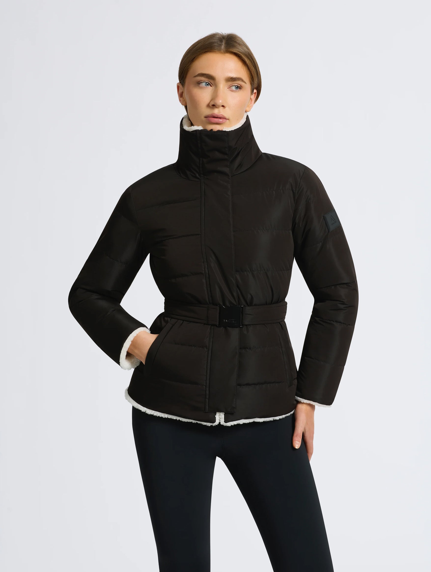 Giselle Reversible Shearling Jacket in Cream and Black