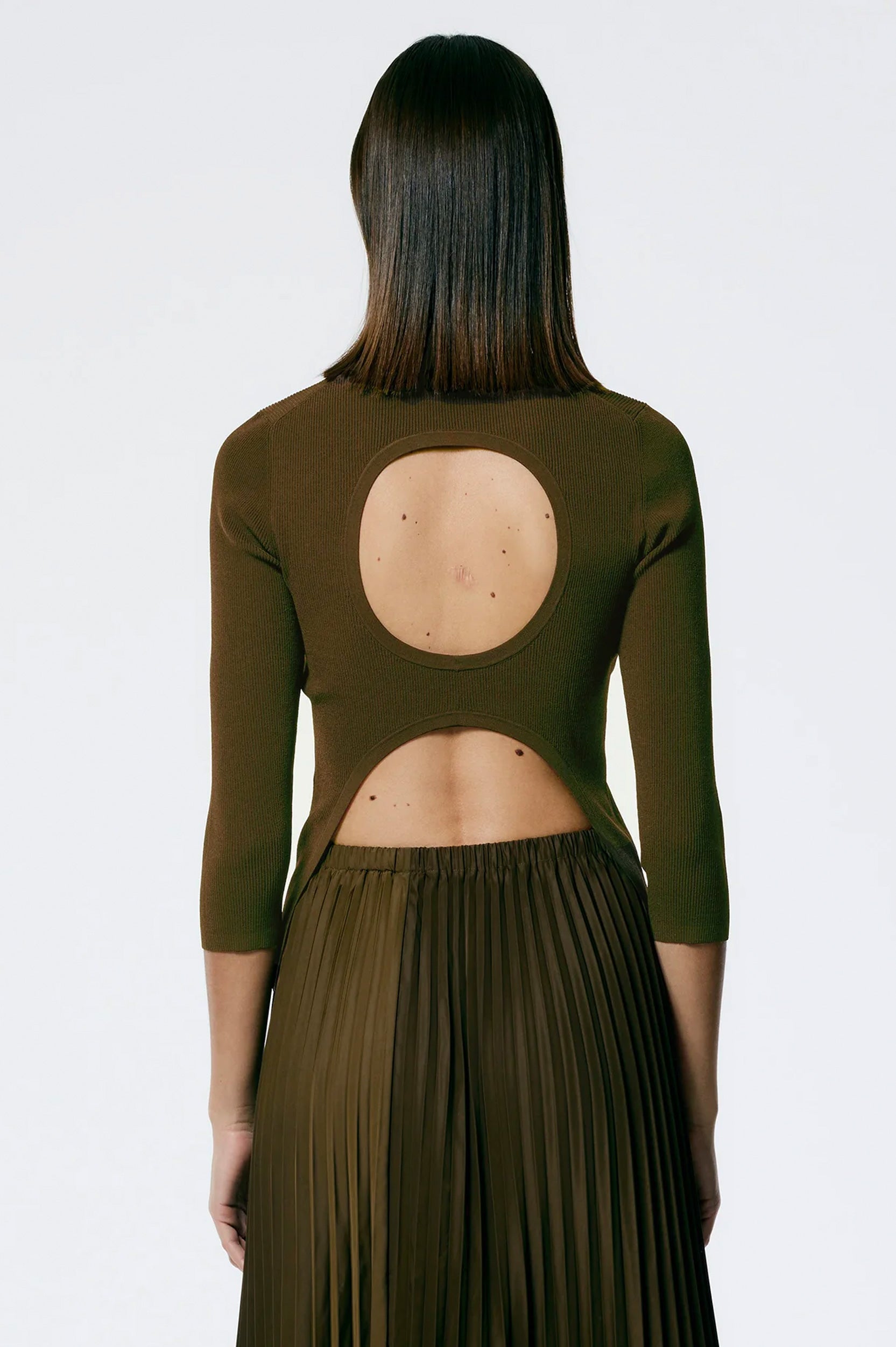 Giselle Openback Stretch Sweater in Wood