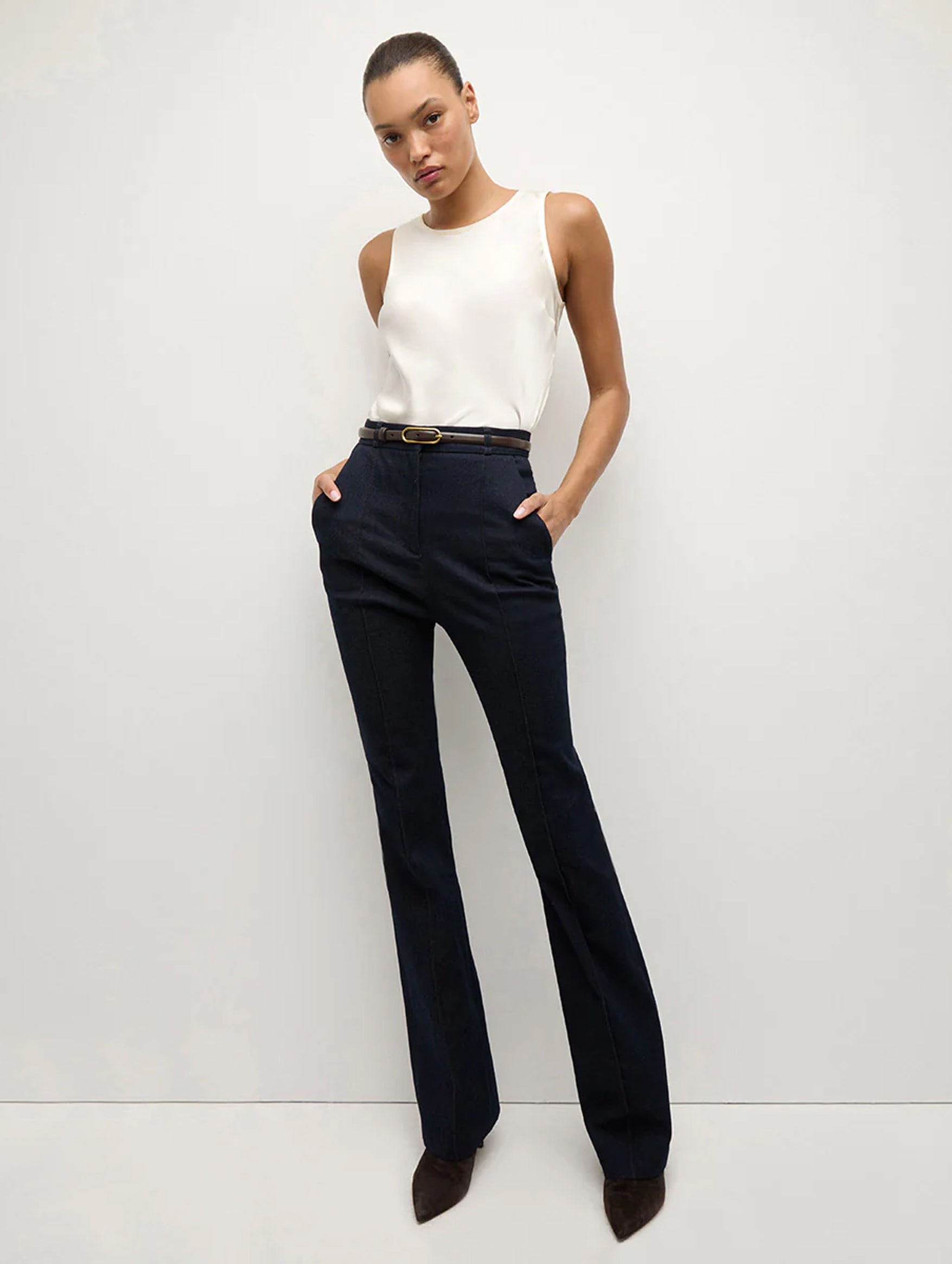 Gracie Belted Denim Pant in Midnight