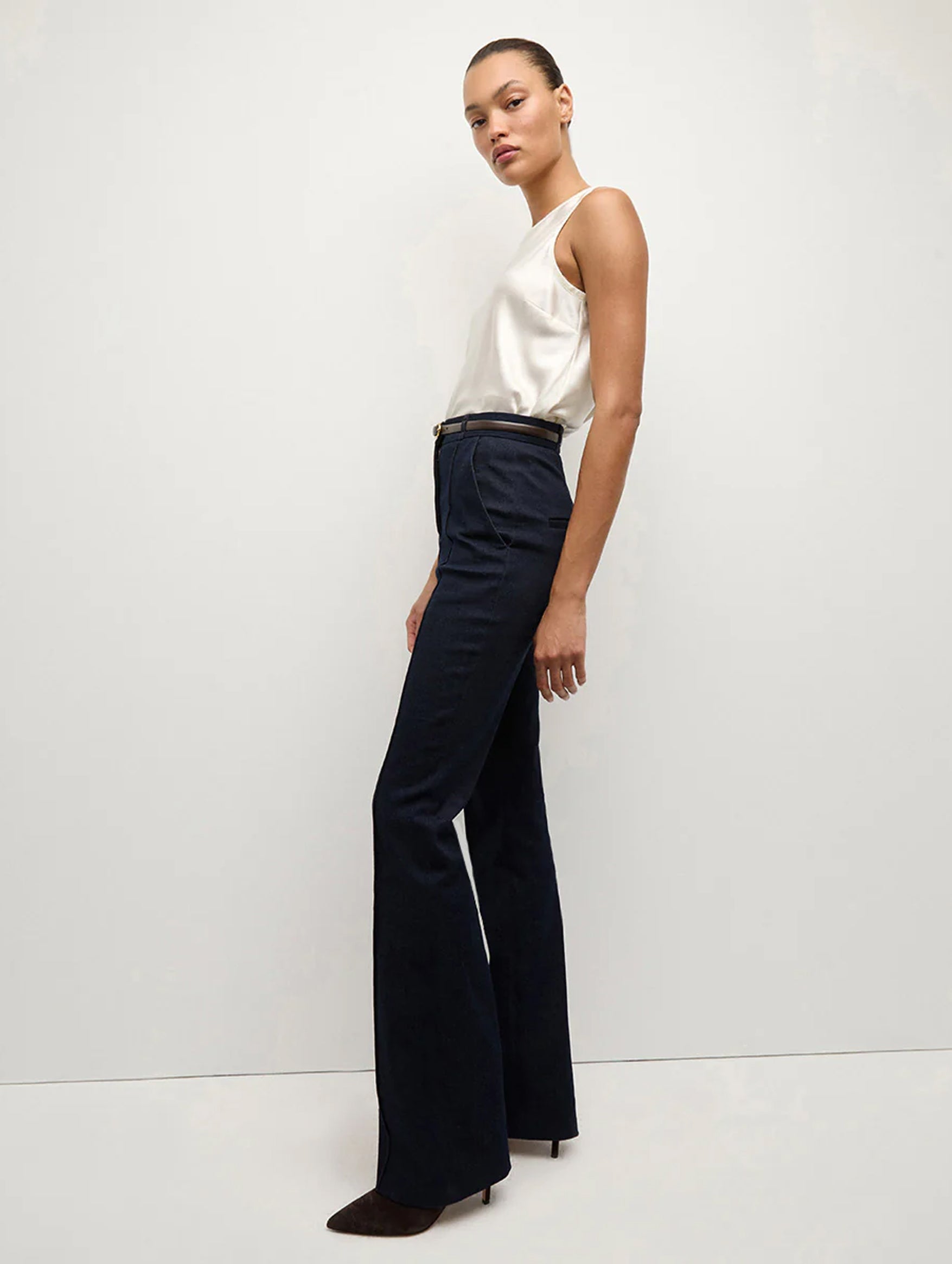 Gracie Belted Denim Pant in Midnight