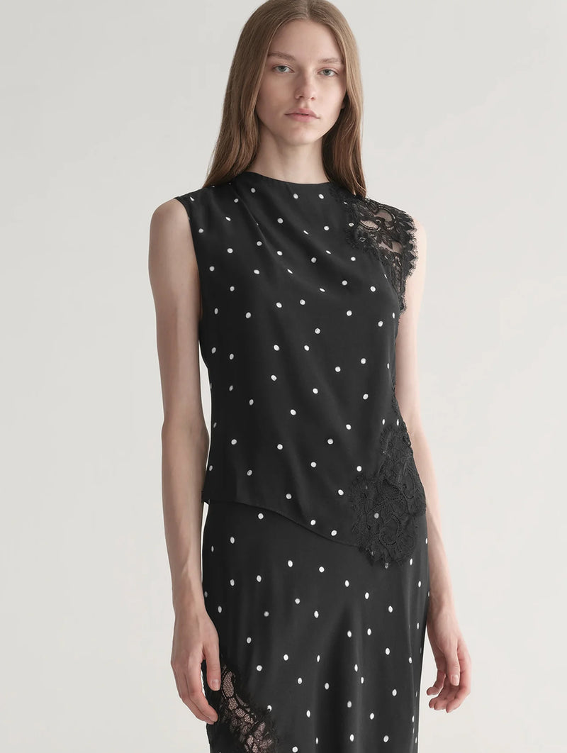 Gracie Polka Dot Top in Black and Cream