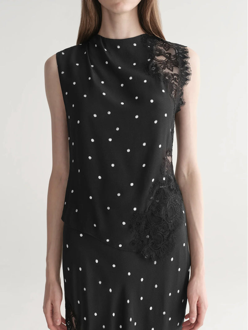 Gracie Polka Dot Top in Black and Cream