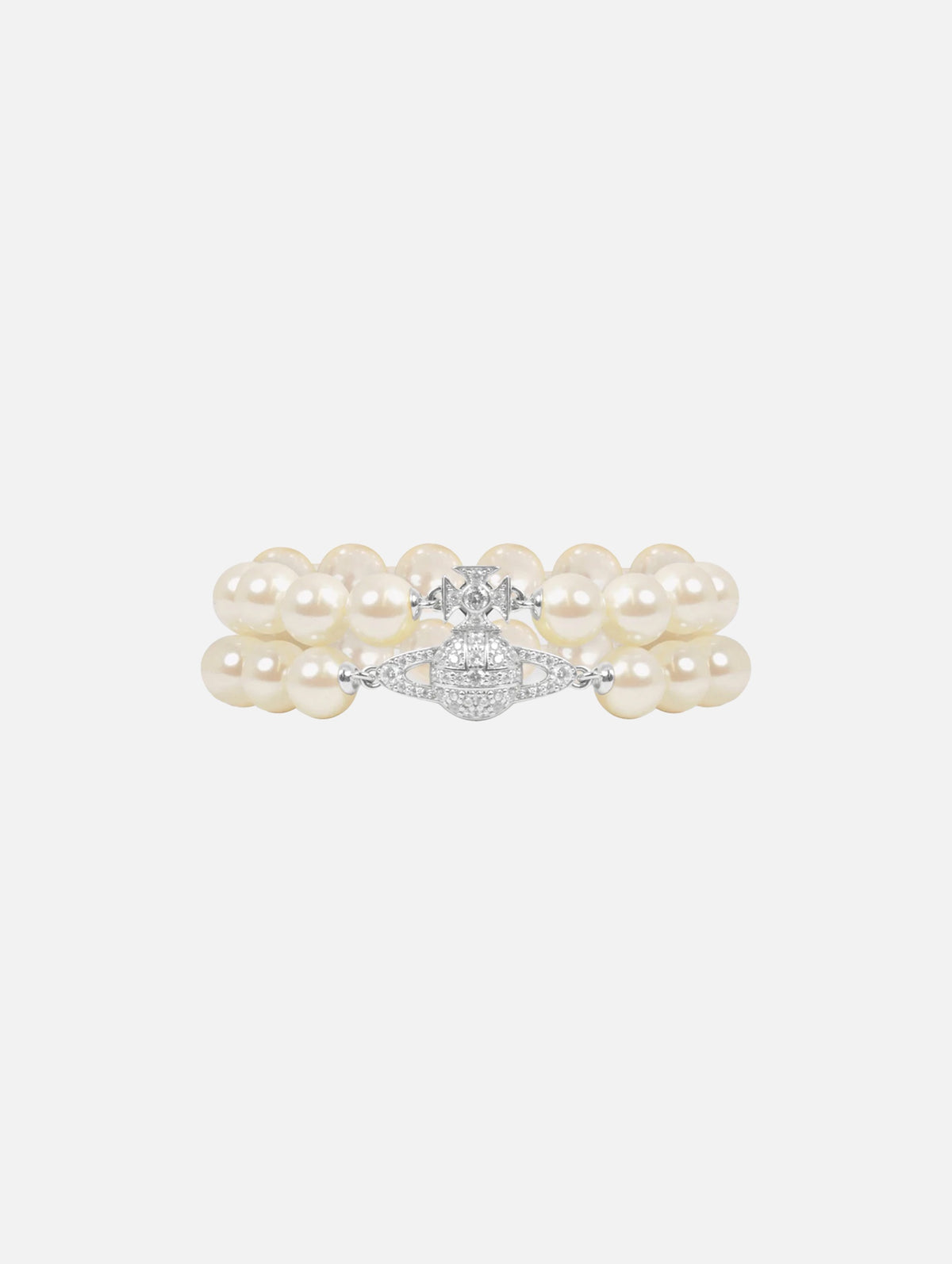 Graziella Two Row Pearl Bracelet in Platinum Cream Rose