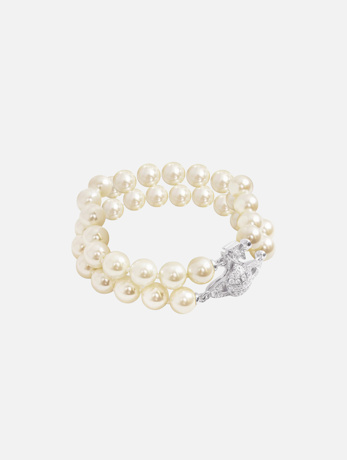 Graziella Two Row Pearl Bracelet in Platinum Cream Rose