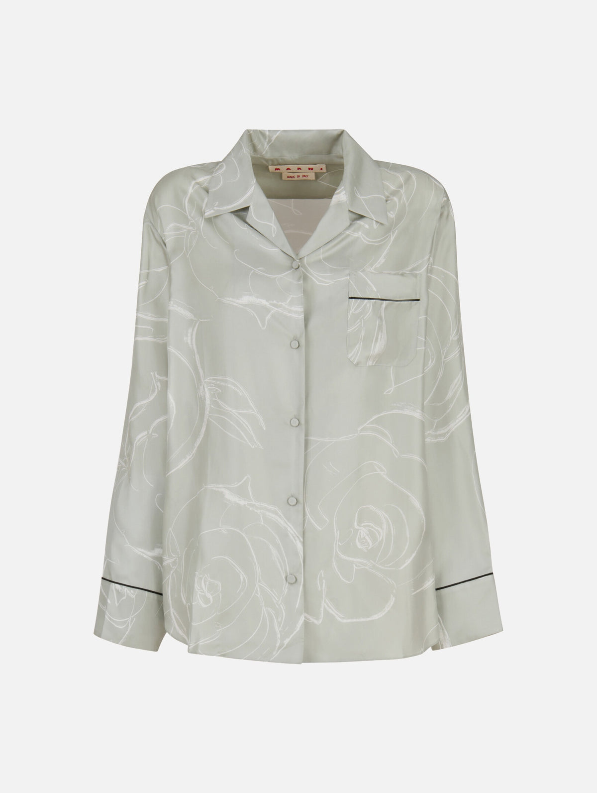 Silk Shirt With Aurora Print in Green