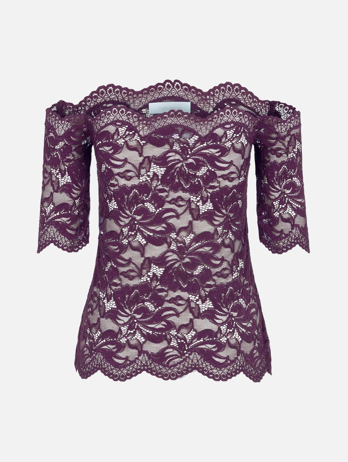 Off Shoulder Top in Magenta Layered Lace