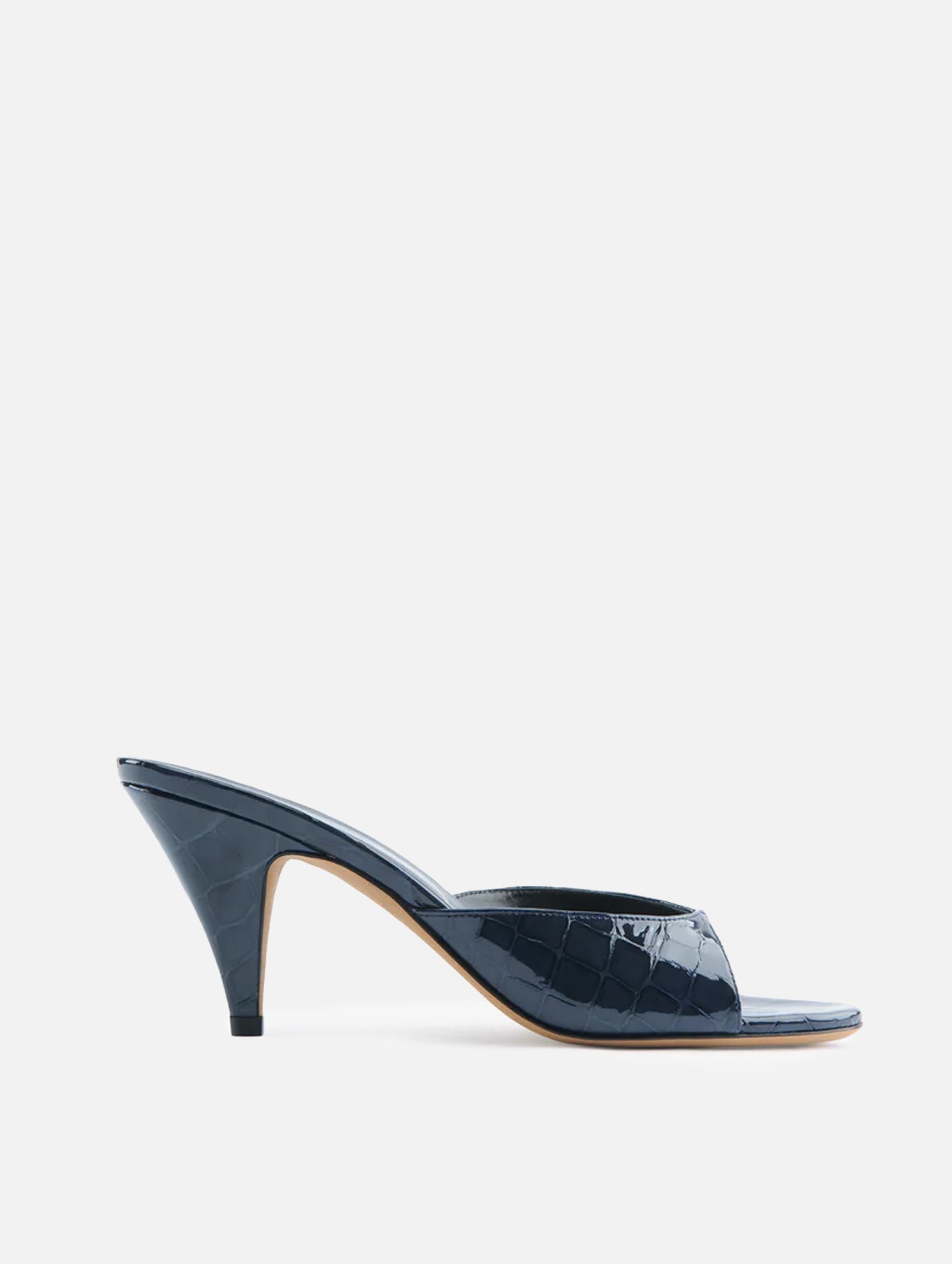 Haze Sandal in Ink Croc Embossed Leather