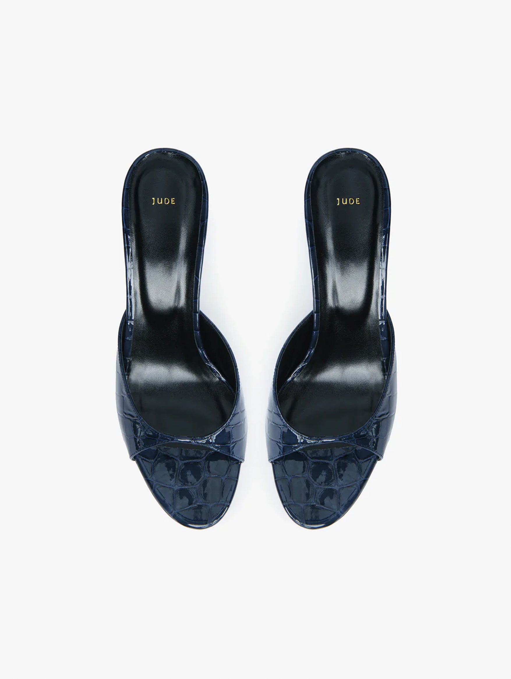 Haze Sandal in Ink Croc Embossed Leather