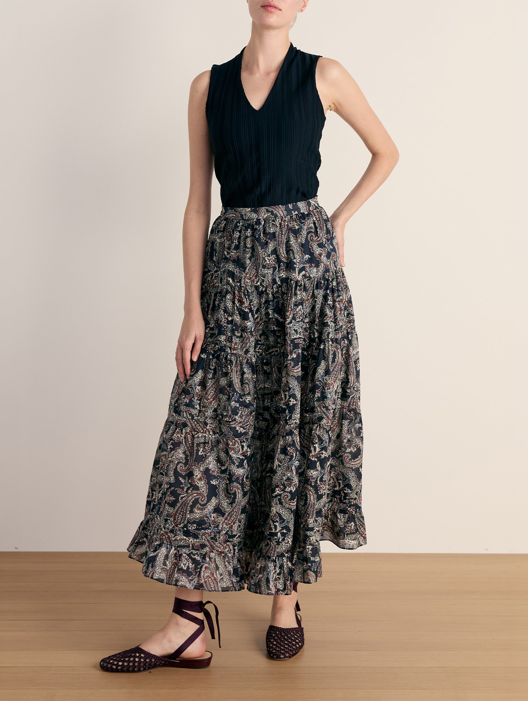 Heatheralyn Skirt in Navy Multi