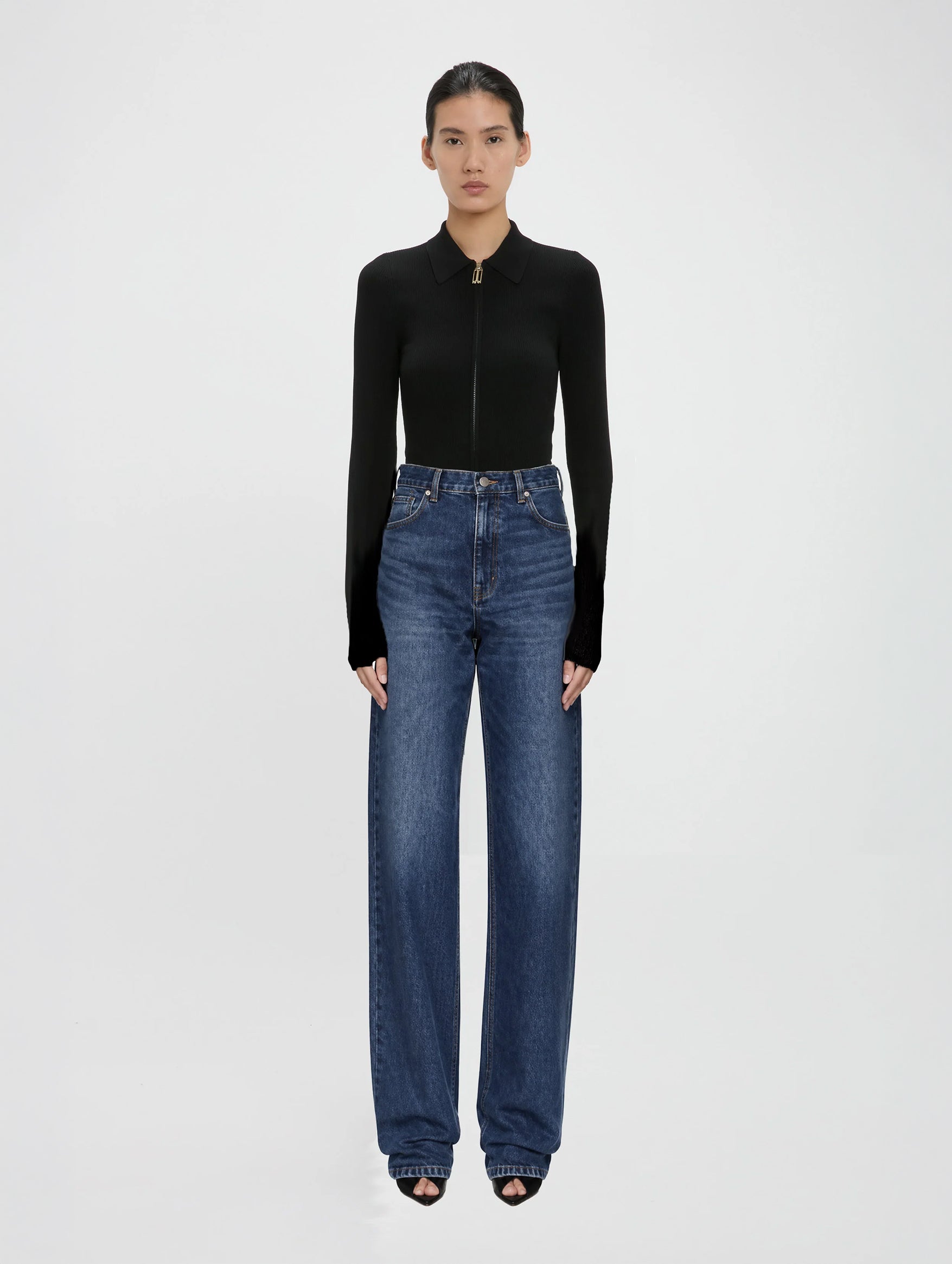 High Waist Jean in Mid Blue Wash