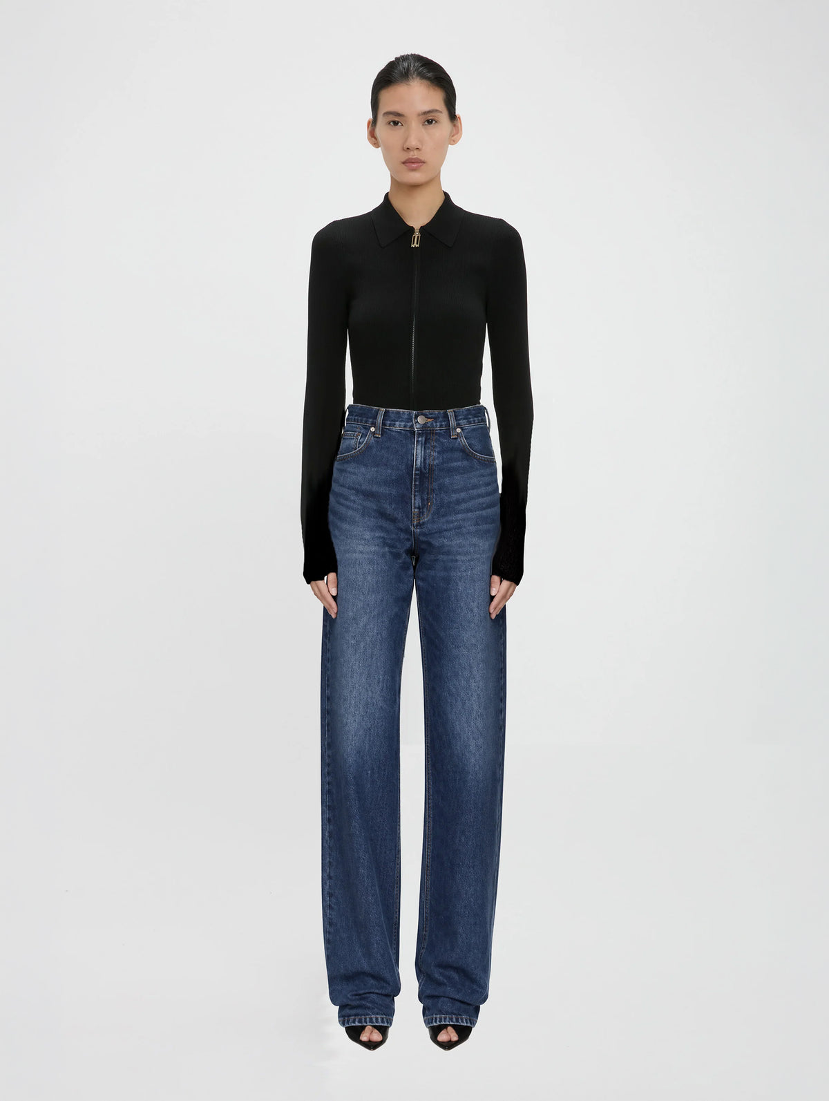 High Waist Jean in Mid Blue Wash