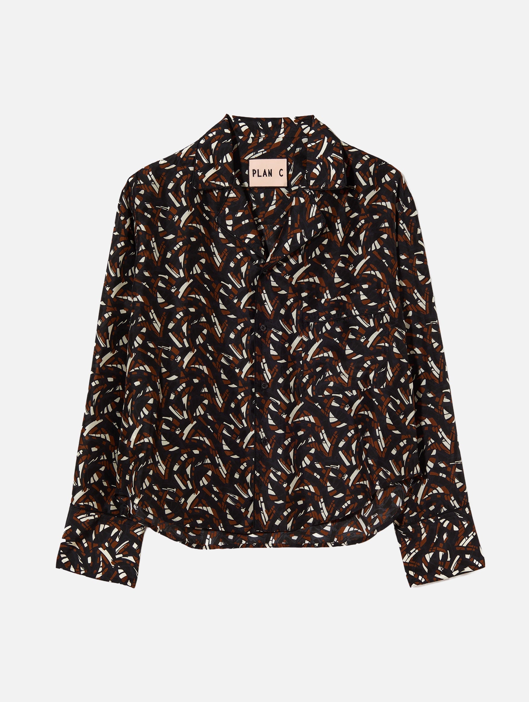 Haboutai Silk Shirt in Brown Fantasy