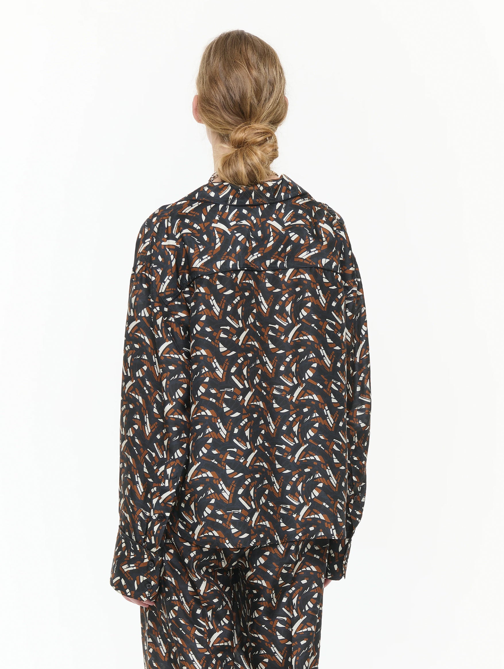 Haboutai Silk Shirt in Brown Fantasy