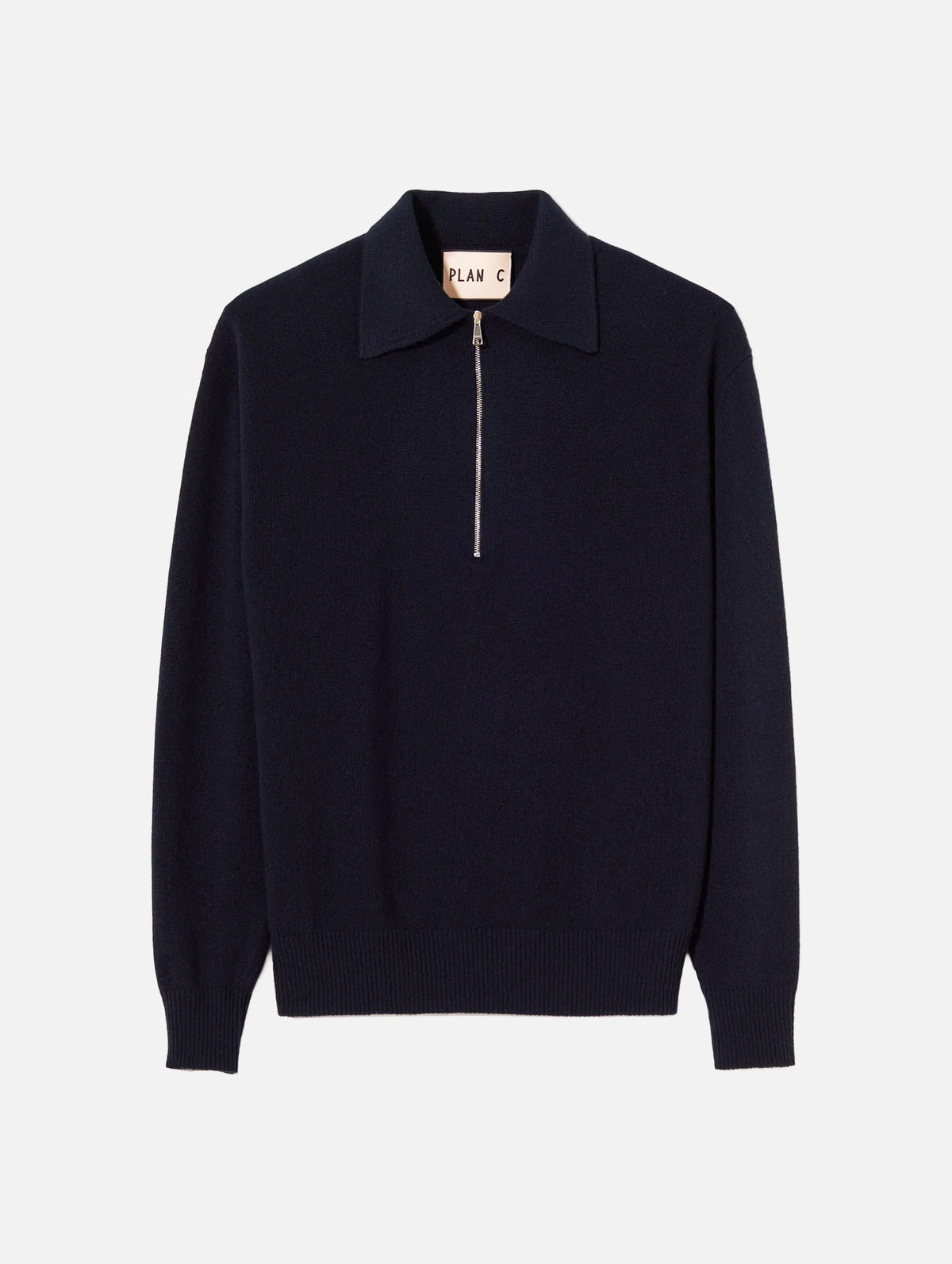 Half Zip Wool Cashmere Polo in Navy