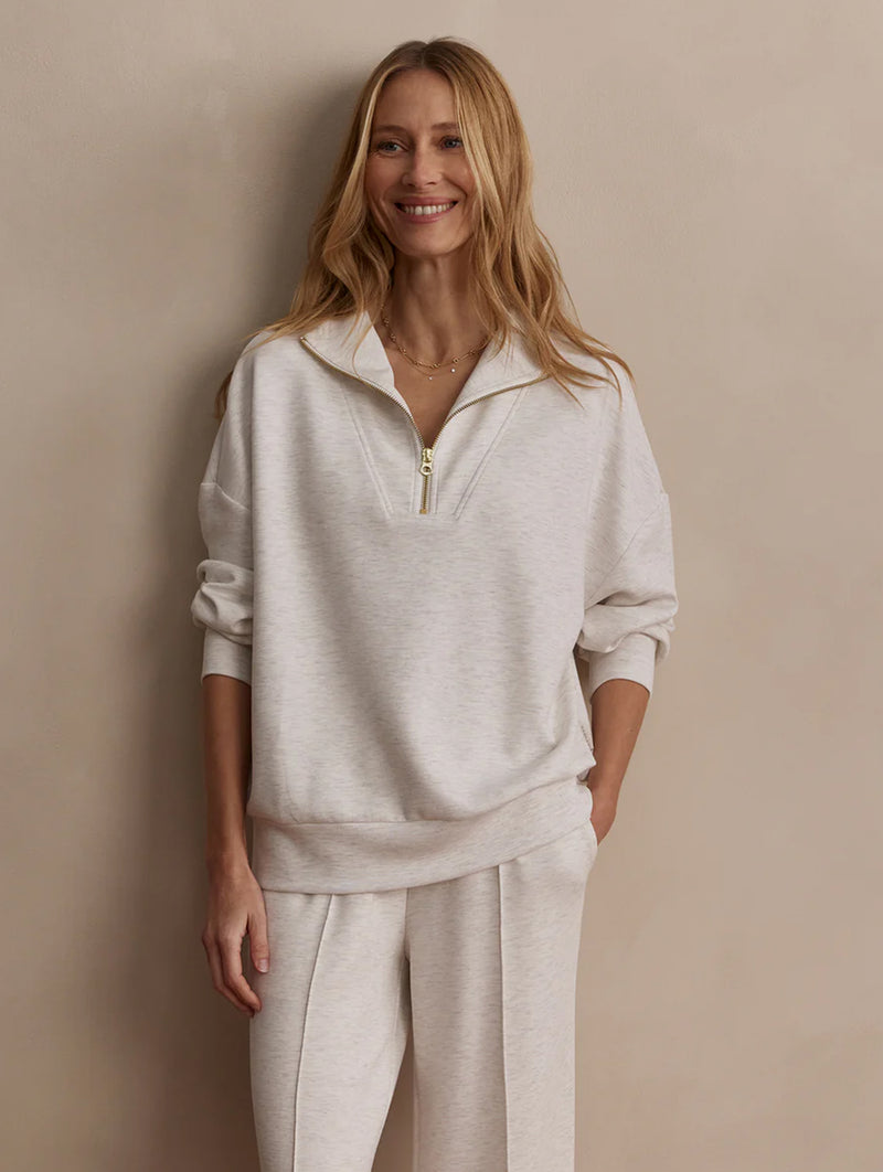 Hawley Half Zip Sweat in Ivory Marl