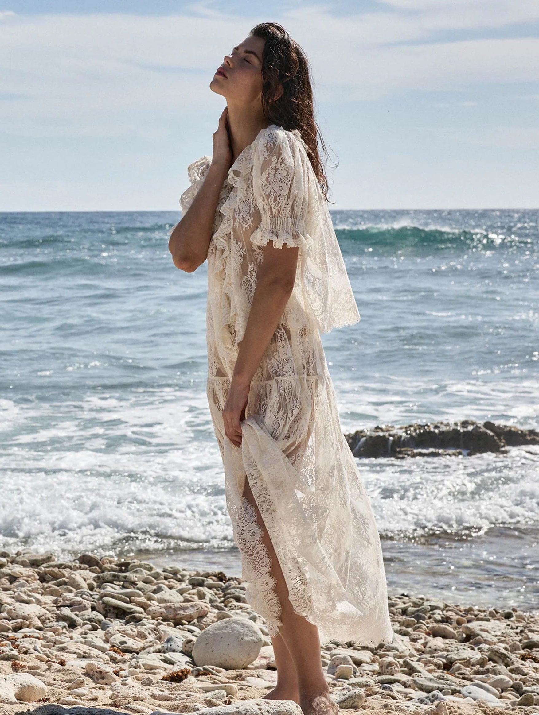 Henri Lace Top in Sea Salt