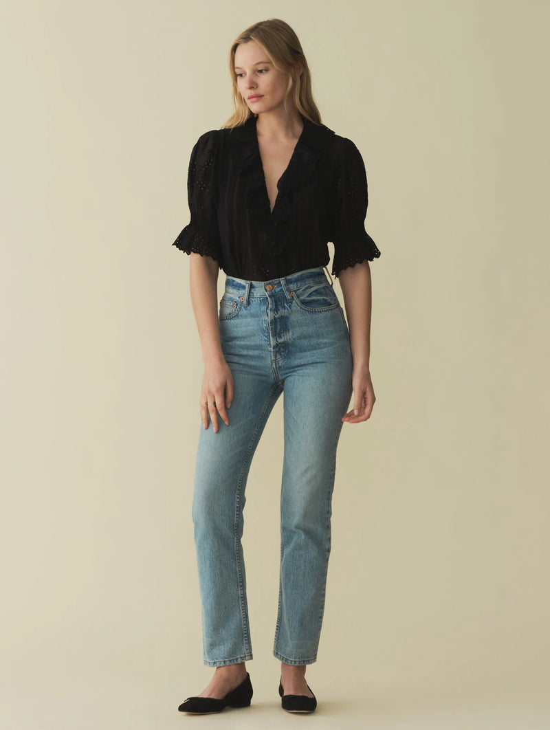 Henri Eyelet Top in Black