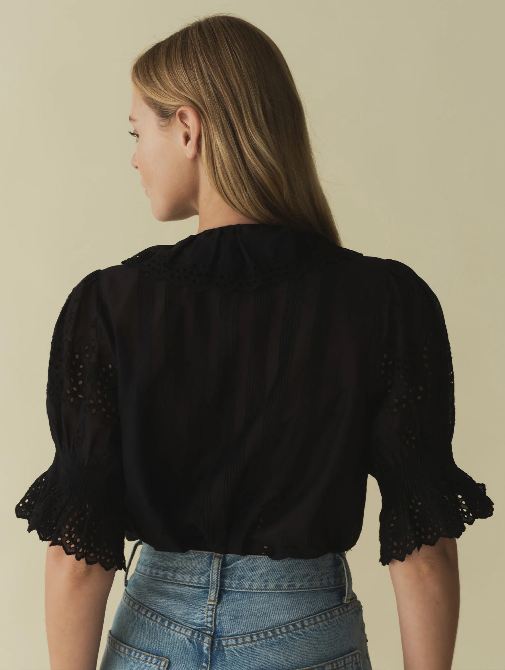 Henri Eyelet Top in Black