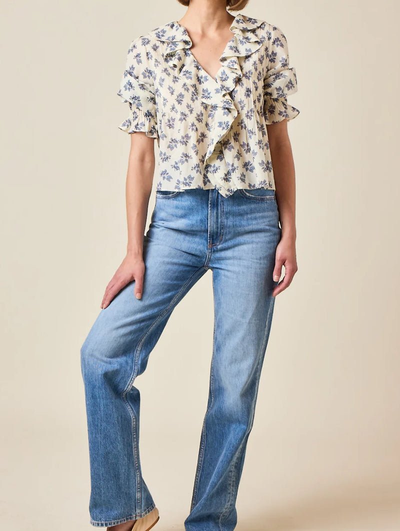 Henri Top in Creme Pomegranate Bloom