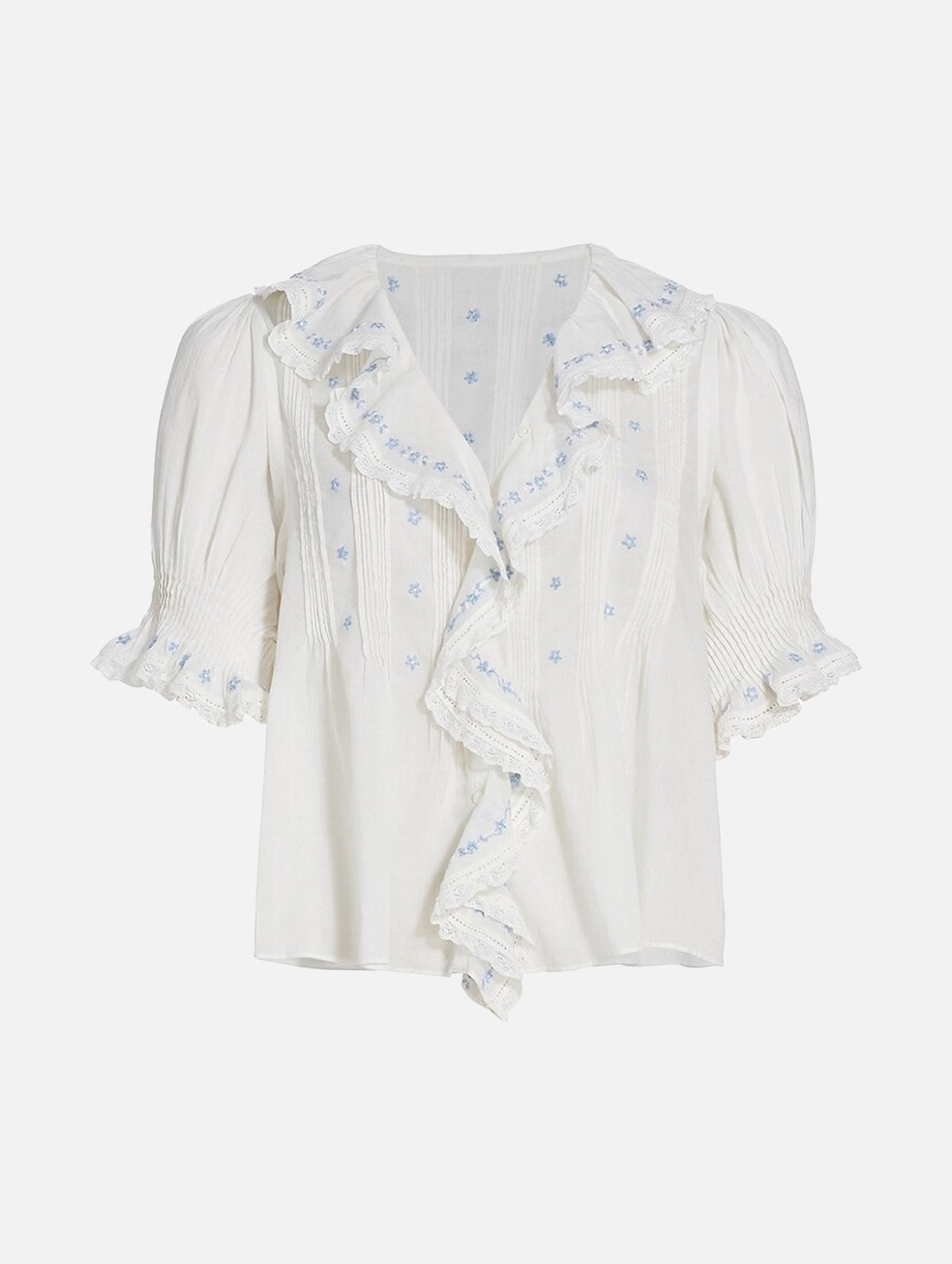 Hettie Floral Embroidery Top in Salt