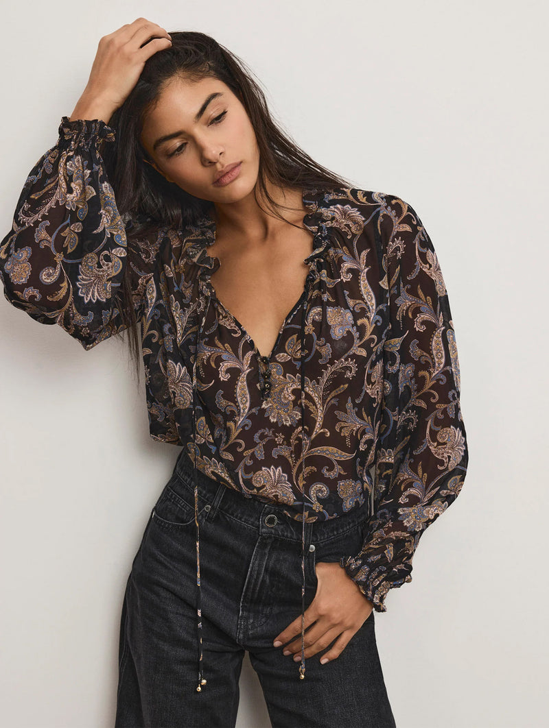 Hickory Blouse in Black Multi