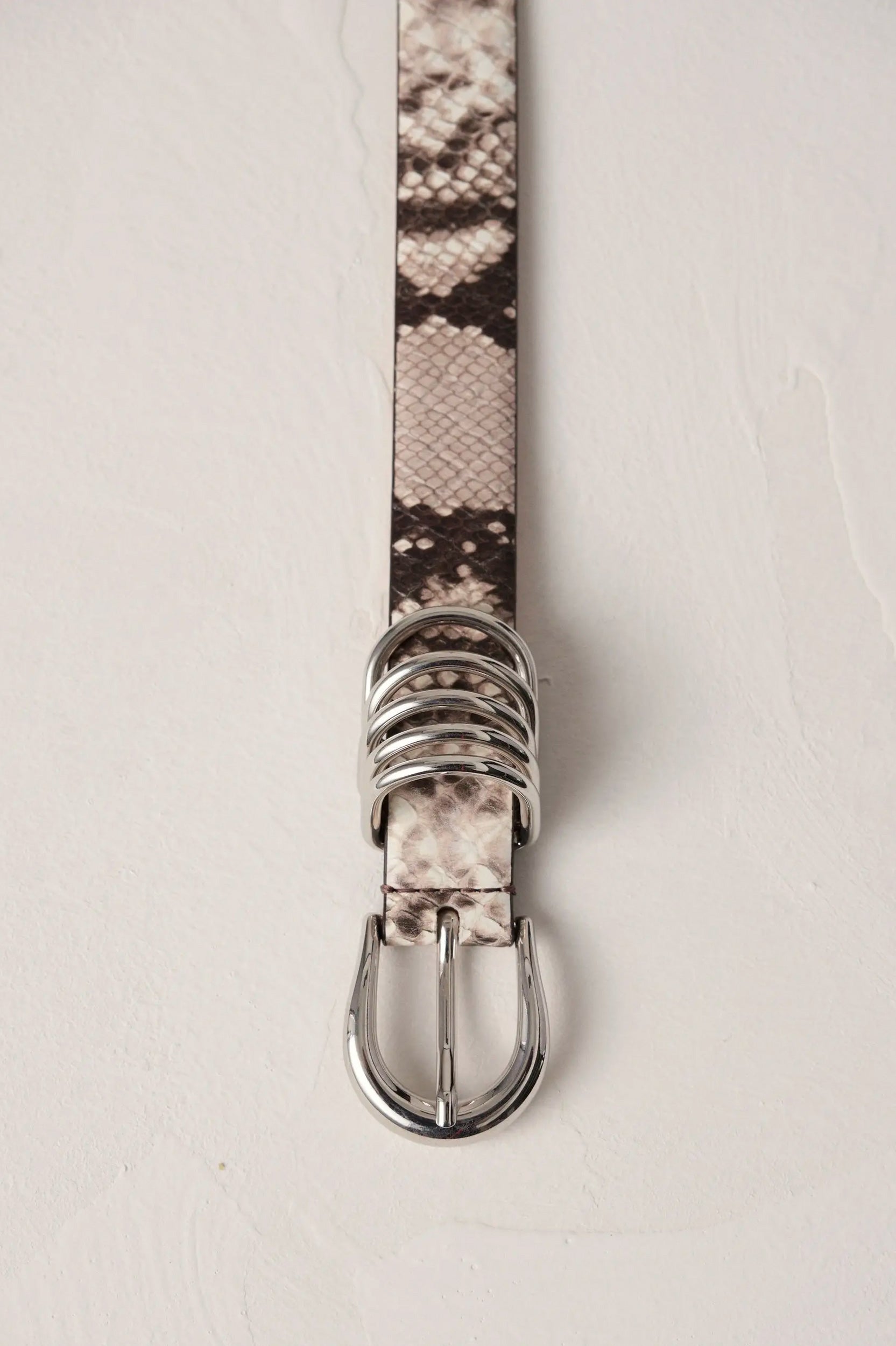 Hollyhock Snake Belt in Beige & Silver