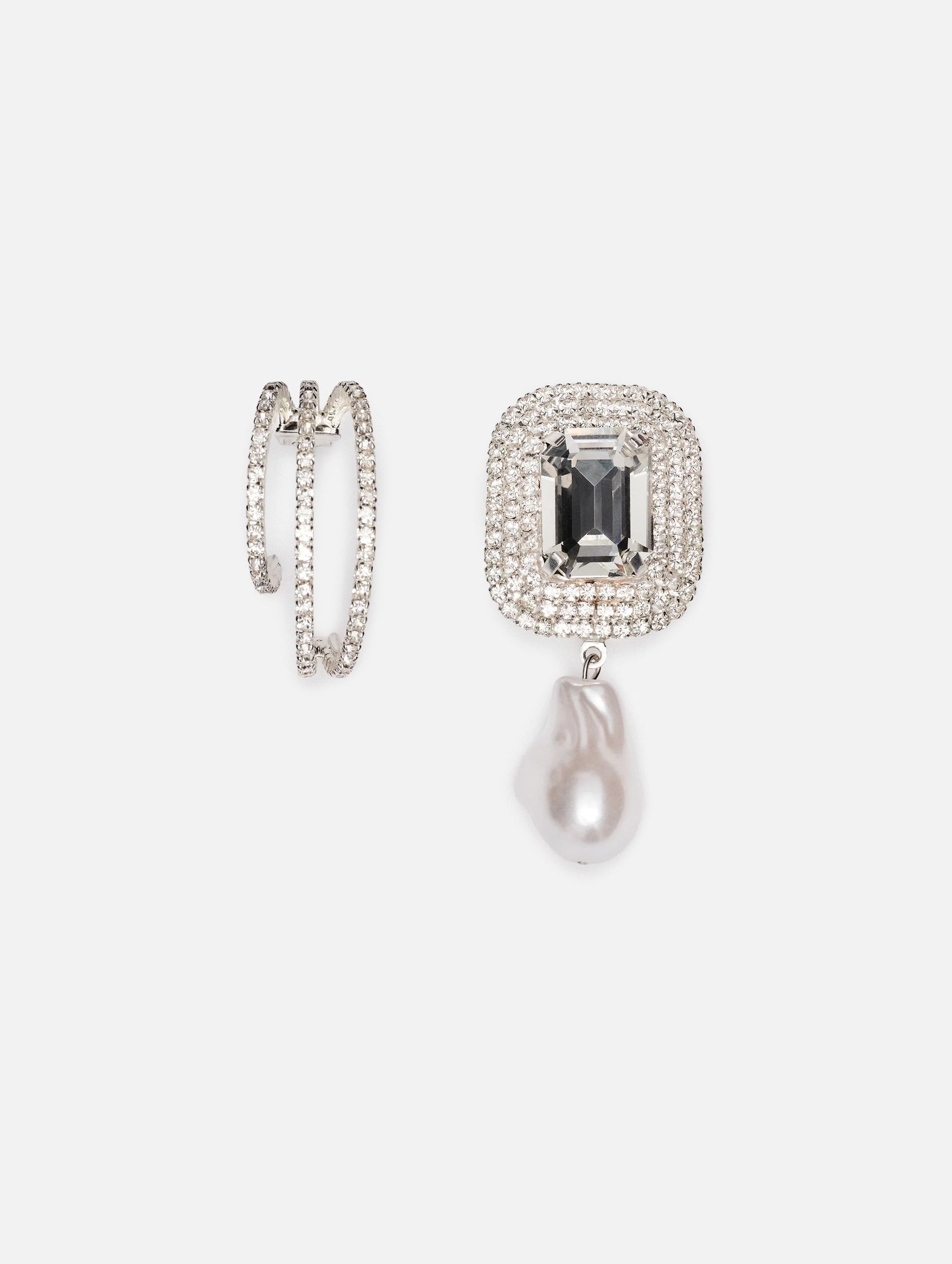 Hoop and Drop Earrings Set in silver