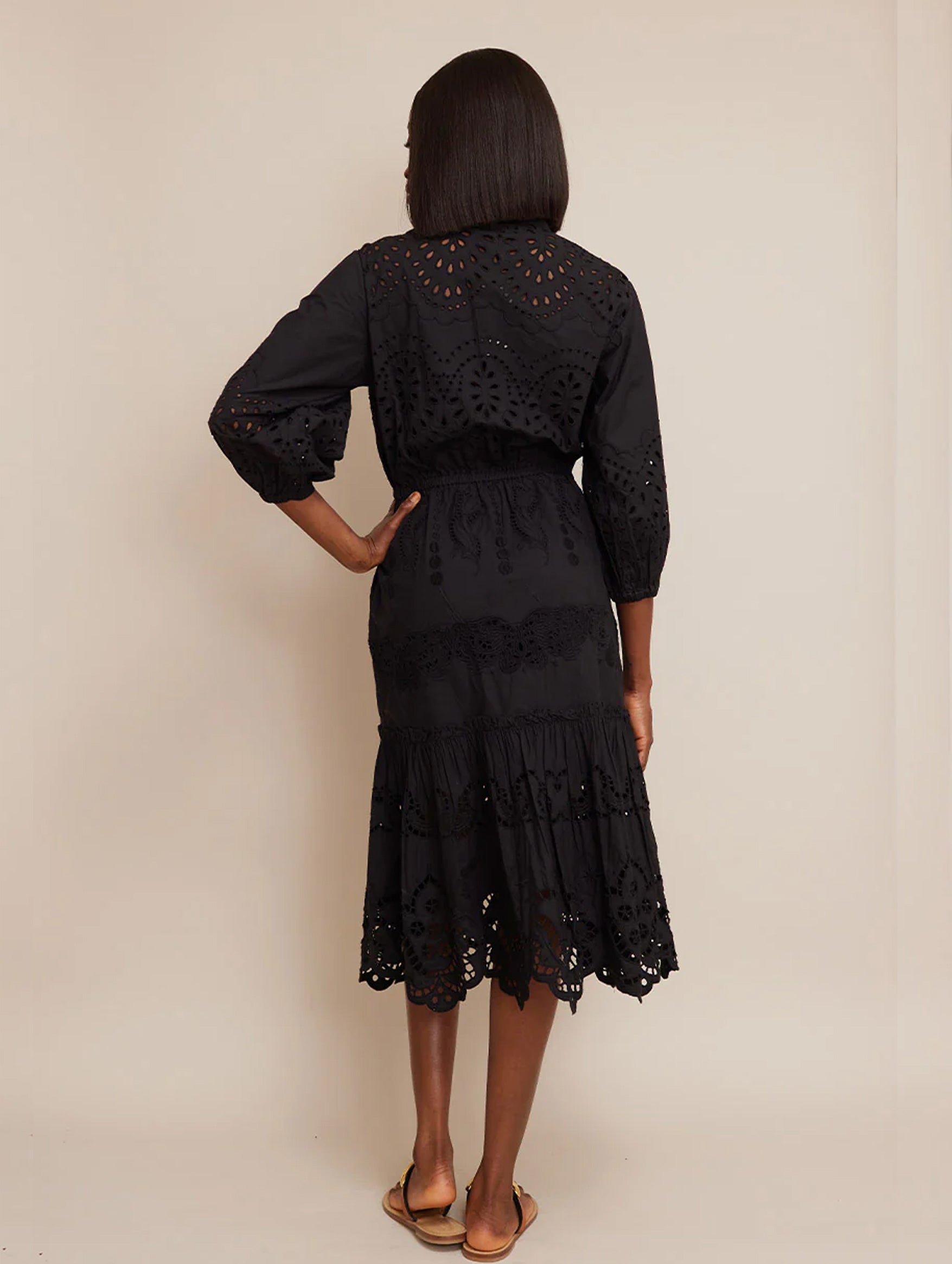 Hutton Dress in Black Embroidered Eyelet