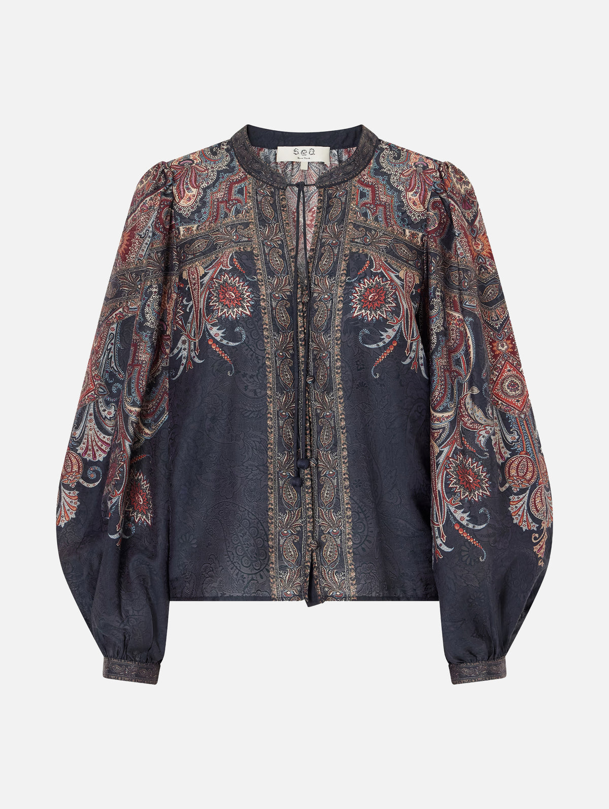 Hyacinth Top in Navy Paisley