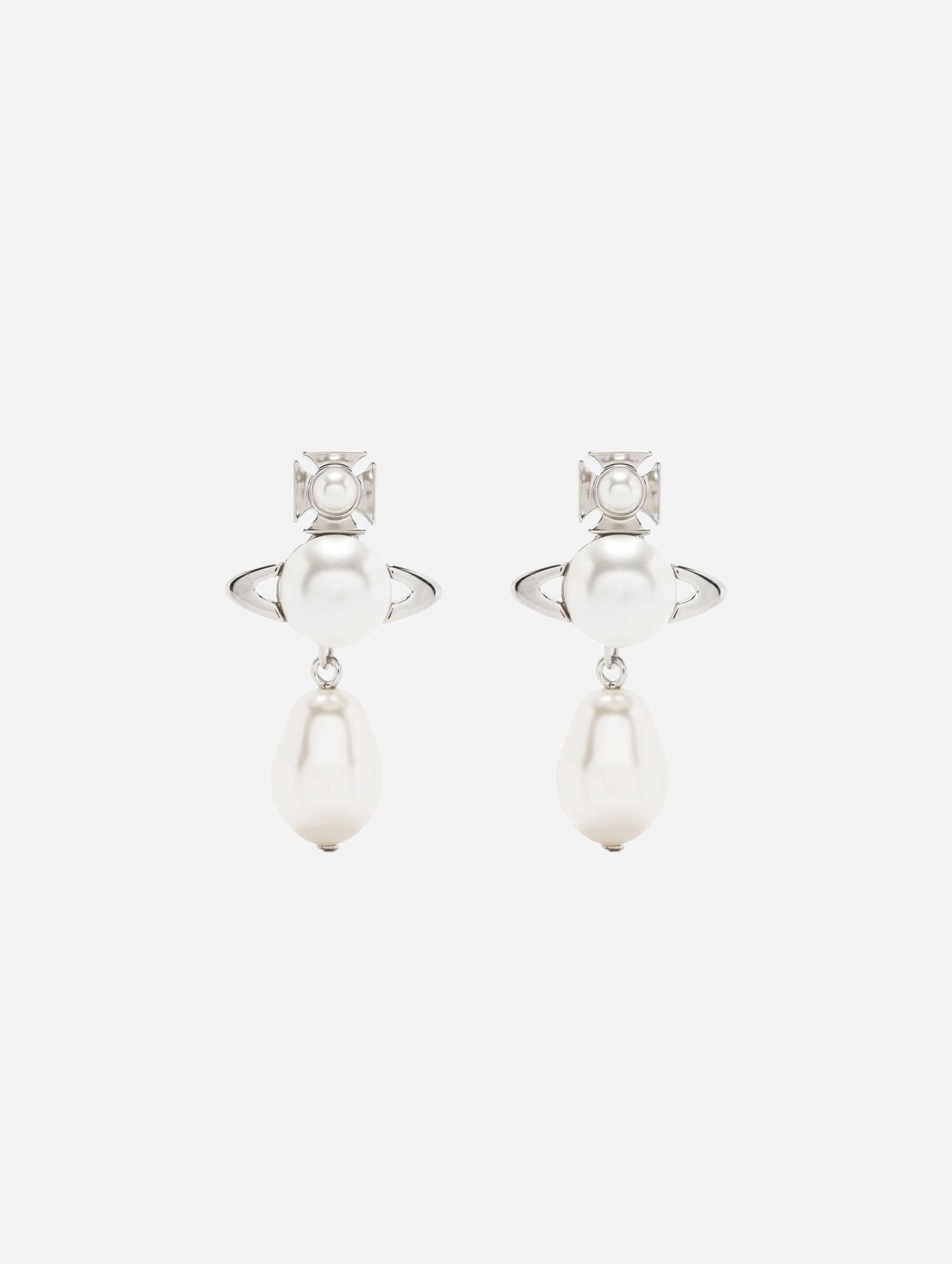 Inass Earrings in Platinum & Creamrose Pearl