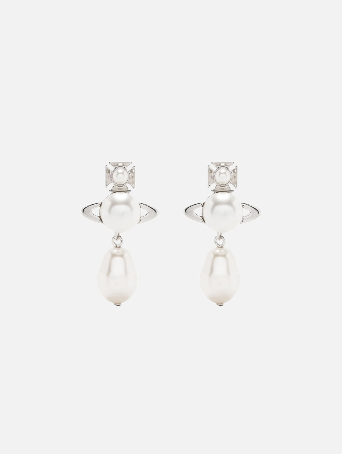 Inass Earrings in Platinum & Creamrose Pearl